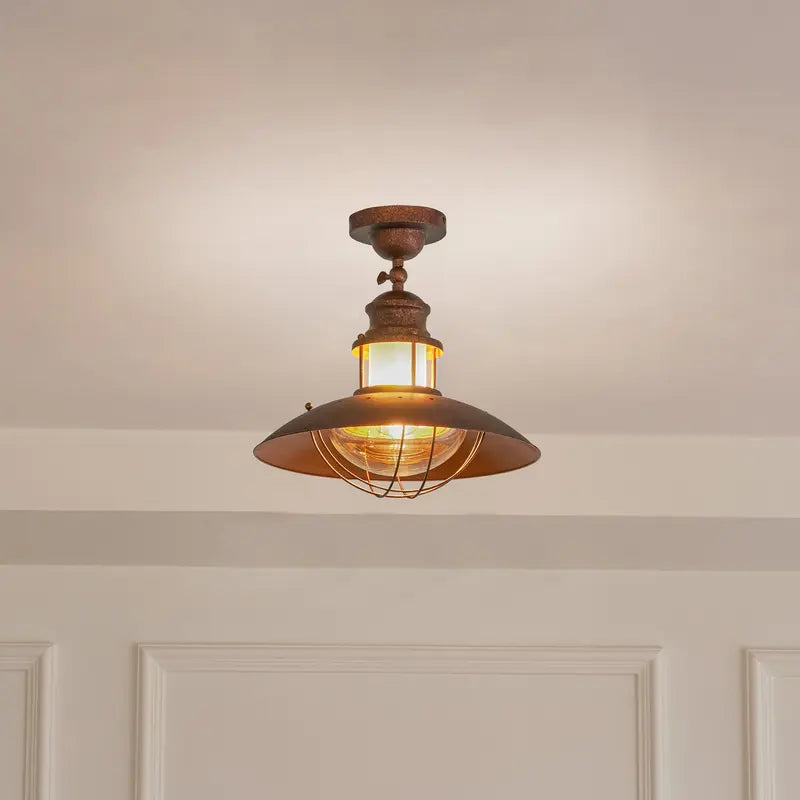 Plafonnier Lindby de qualité B, suspension Louisanne, brun rouille rustique 625