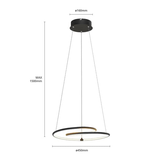 B-Ware Lindby Lucy Led Hängeleuchte Hängeleuchte Deckenlampe Deckenlampe Schwarz 45 Cm - 4251096563757