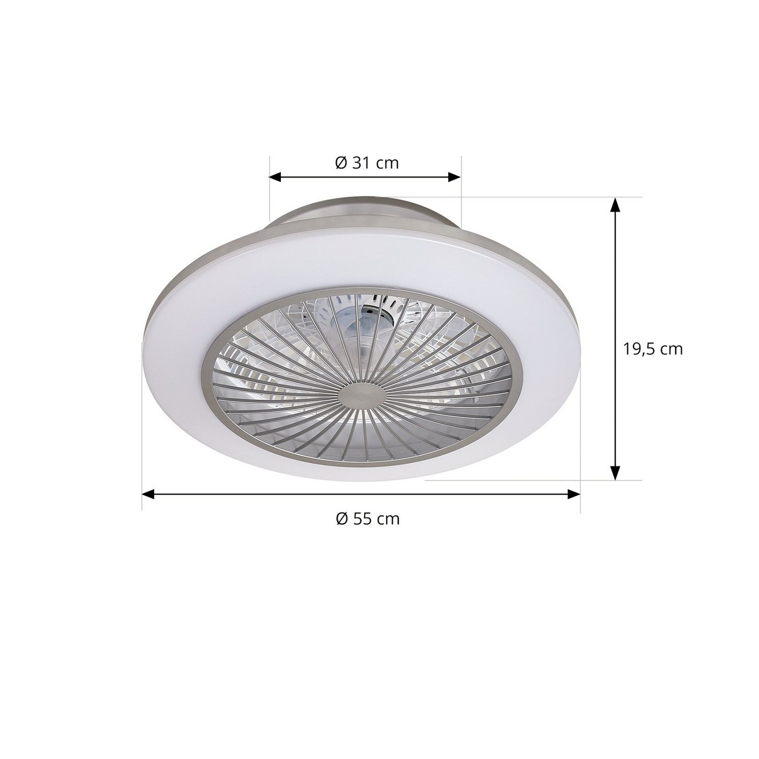 B-Ware Lindby Deckenventilator Ventilator Led Mamuti Silber Fernbedienung Lichtfarbe 55