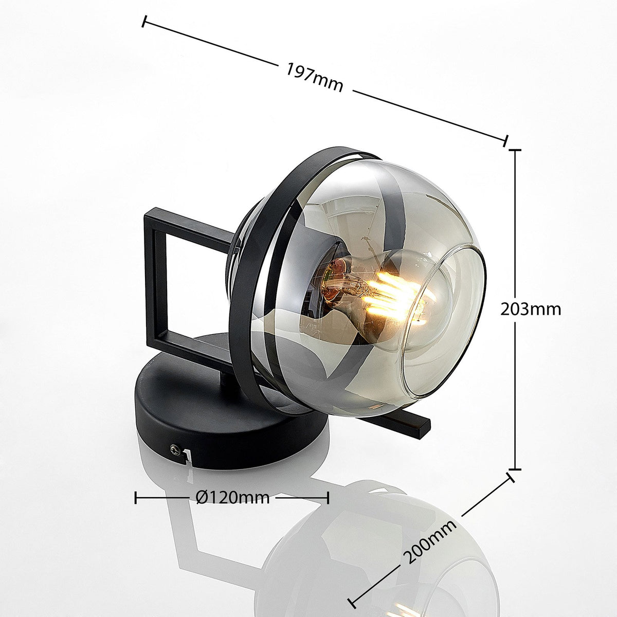 Lindby Marinka Wandleuchte Wandlampe Flurleuchte Lampe Leuchte E27 Rauchglas - 4251096569940