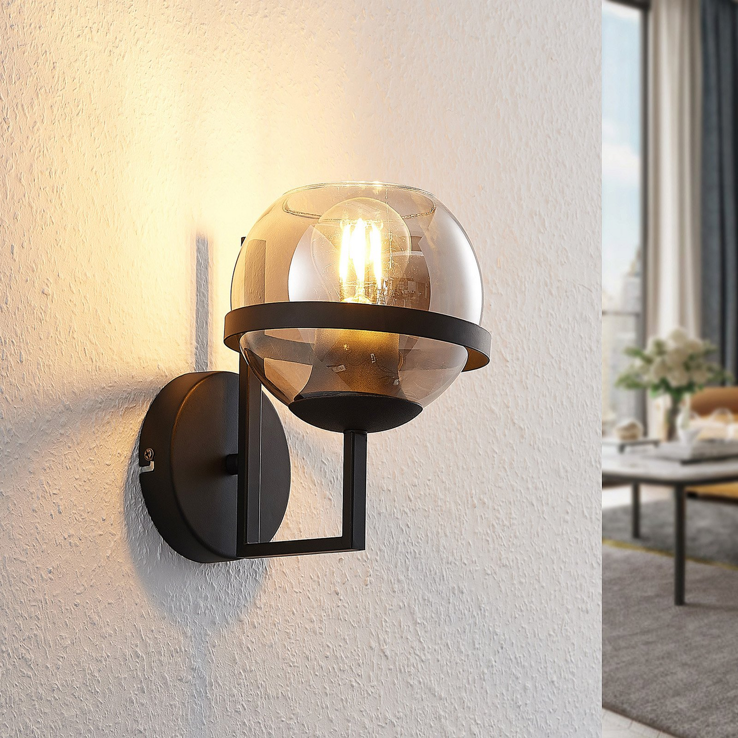 B-Ware Lindby Marinka Wandleuchte Wandlampe Flurleuchte Lampe Leuchte E27 Rauchglas - 4251096569940