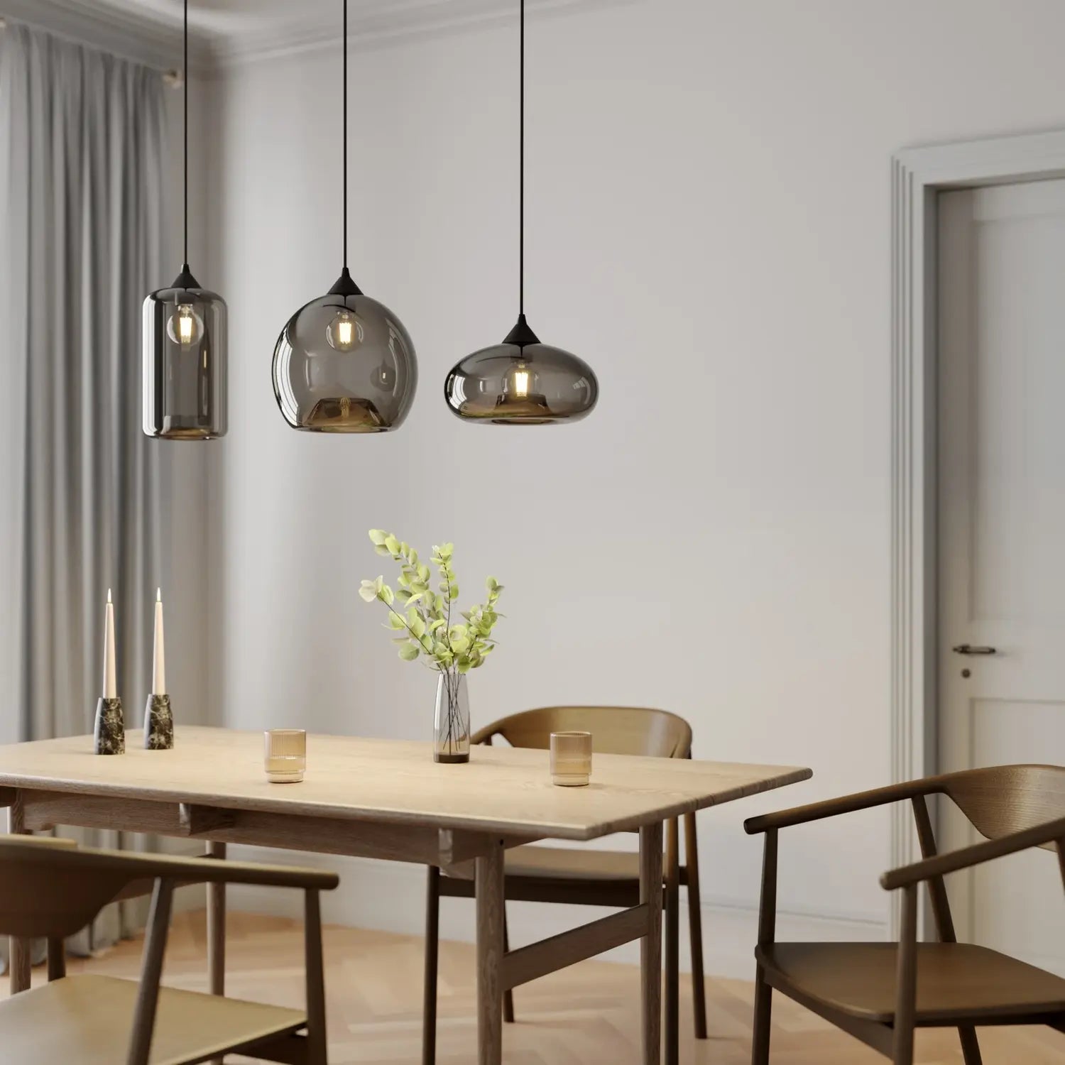 B-Ware Lindby Pendelleuchte Hängeleuchte Marla Glas Rauchgrau Deckenlampe E27 Led Lampe