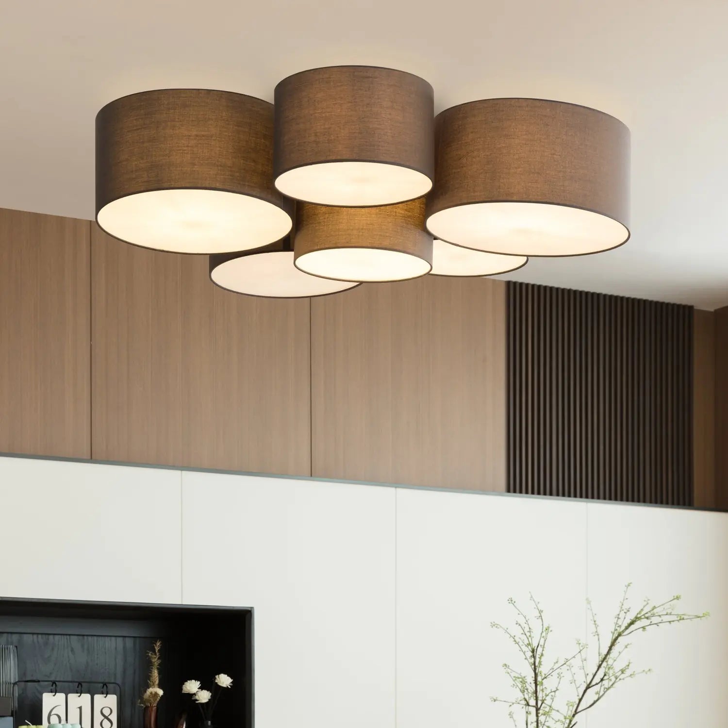 B-Ware Lindby Deckenleuchte Lampe Maureka Textil Dunkelgrau Wohnzimmer Schlafzimmer522 - 4251911758009