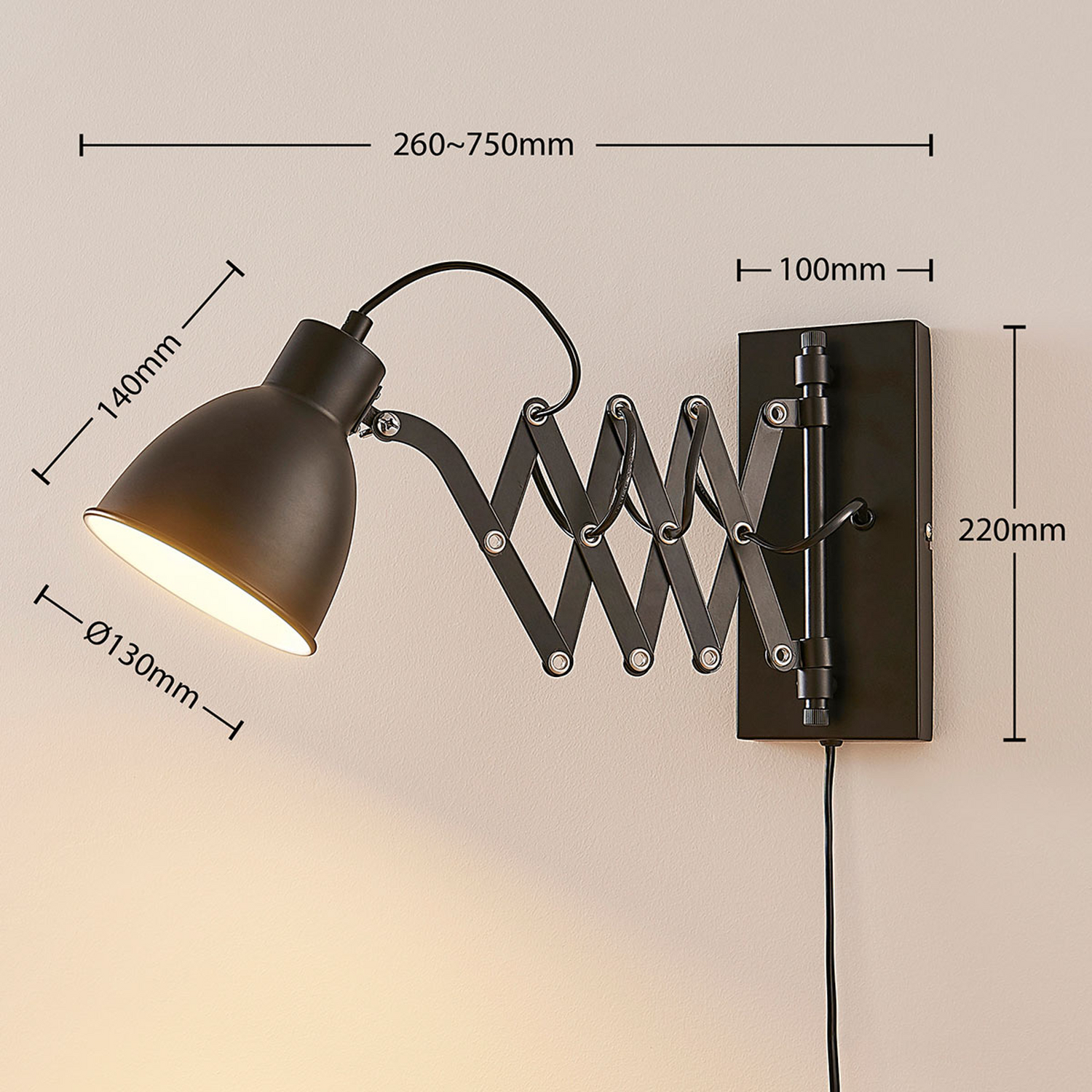 B-Ware Lindby Merle Wandleuchte Leseleuchte Leselampe E14 Schwarz Ausziehbar