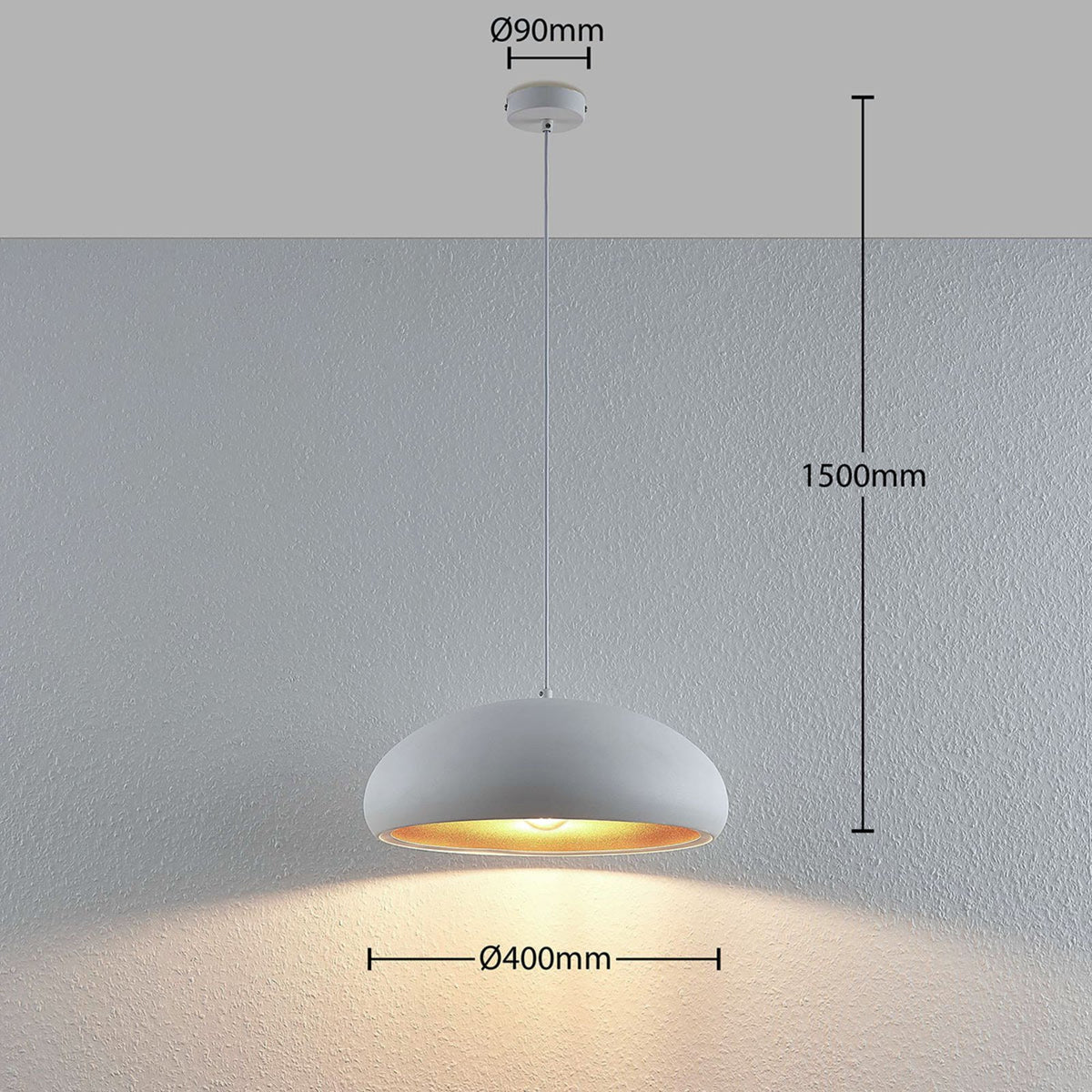 Lindby Metall-Pendelleuchte Gerwina Hängeleuchte Deckenlampe Lampe weiß-gold - 4251096560640