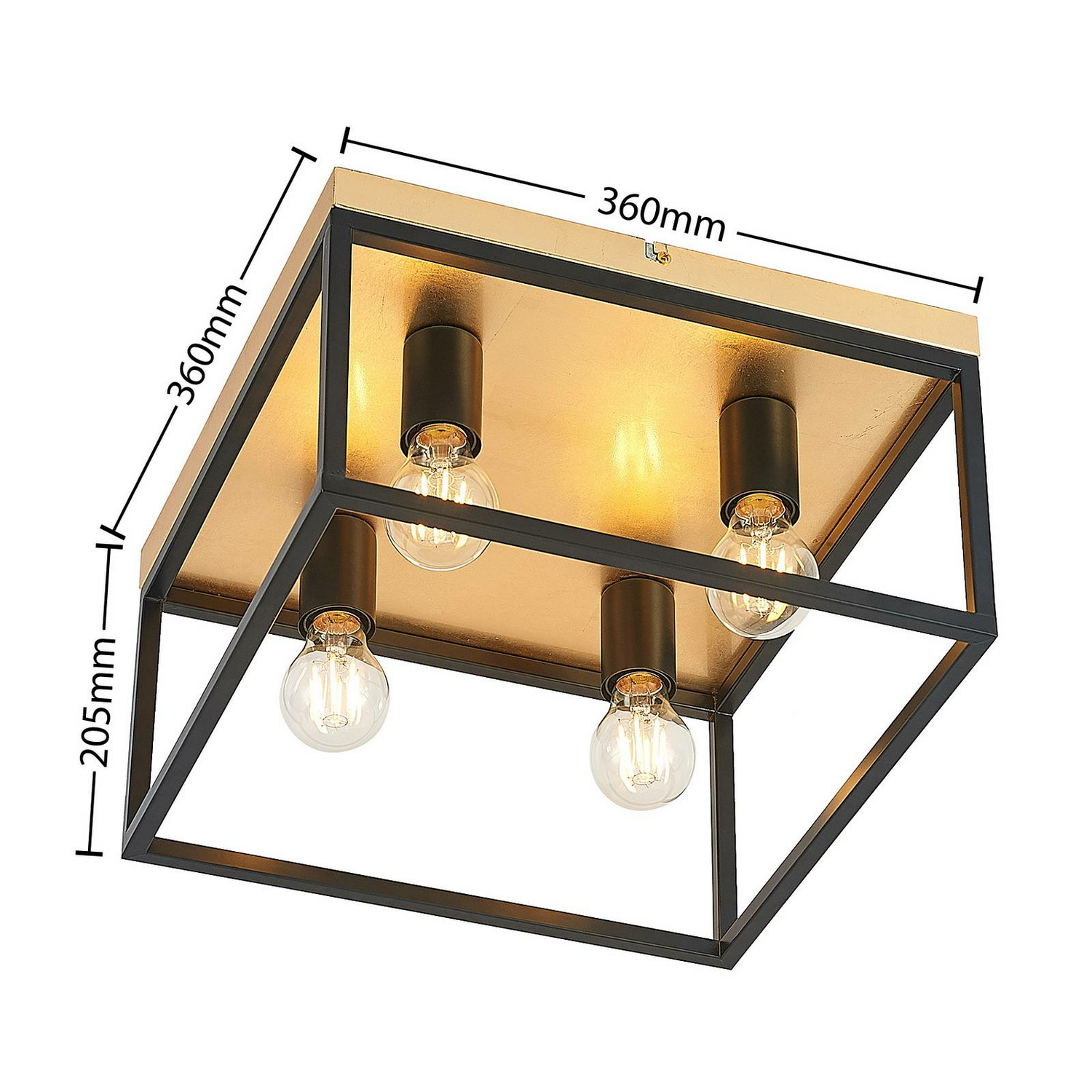 B-Ware Lindby Miravi Deckenlampe Deckenlampe Lampe Leuchte 4 Flammig E27 Gold Schwarz - 4251911713961