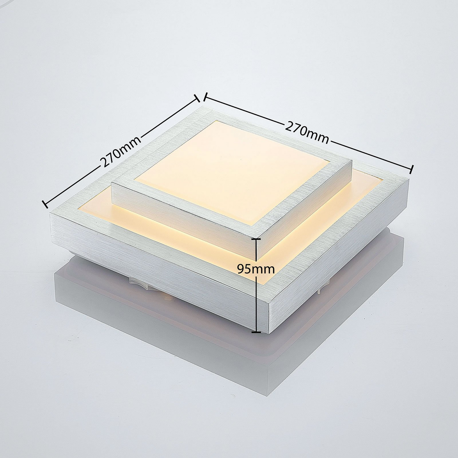 B-Ware Lindby Mirco Led Alu Deckenlampe Deckenleuchte Lampe Leuchte Eckig 37,5 Cm