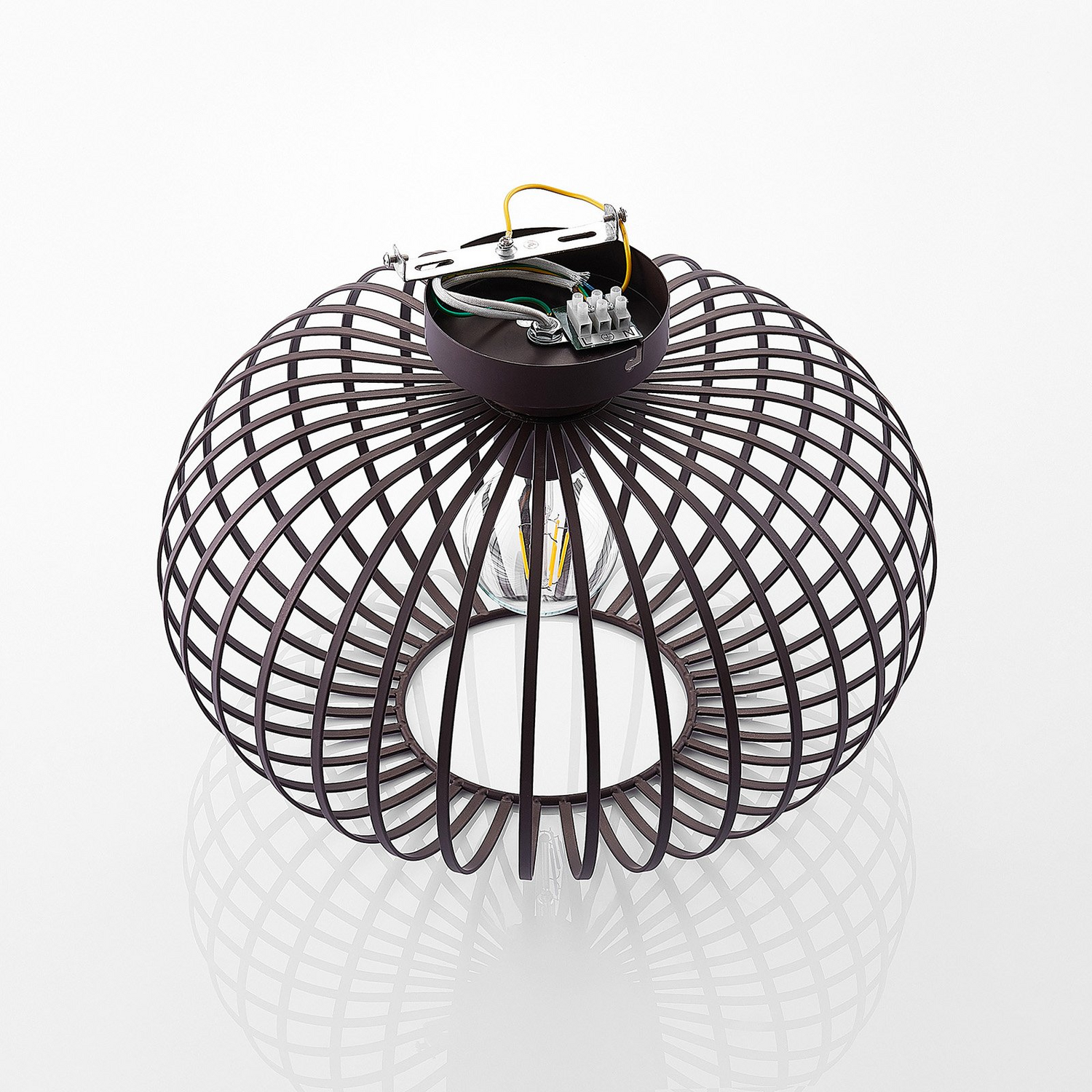 B-Ware Lindby Nahele Deckenlampe Hängelampe Lampe Leuchte E27 Käfigschirm Braun