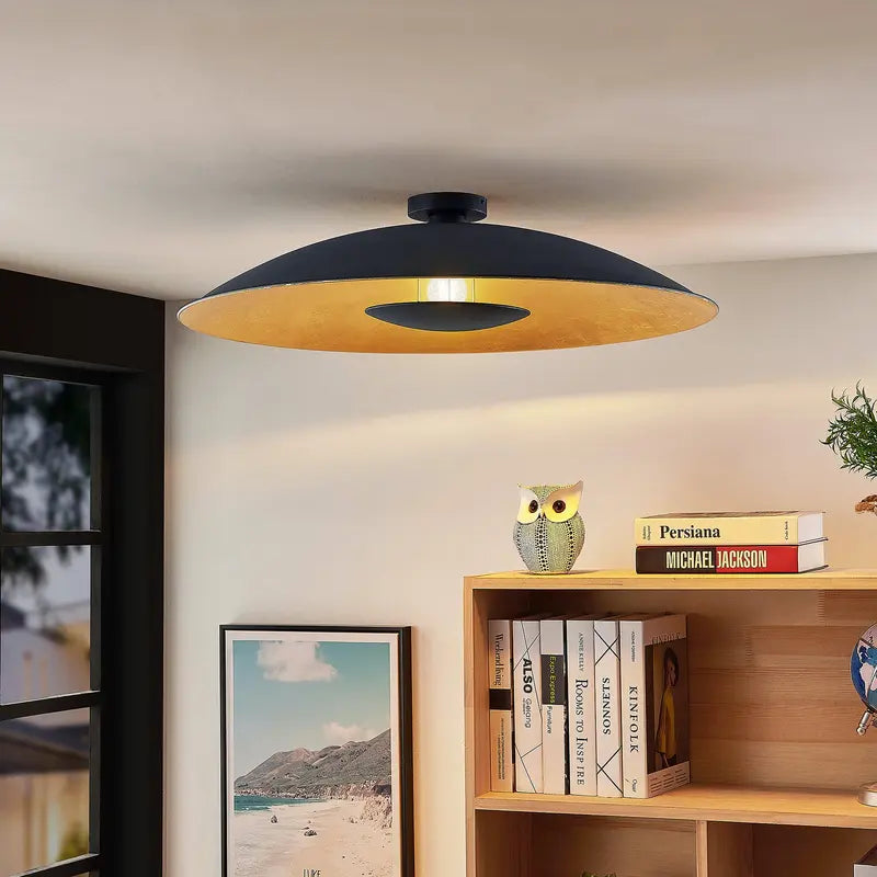 B-Ware Lindby Narisara Deckenlampe Deckenleuchte Lampe Leuchte 60 W Schwarz Gold ø 80310