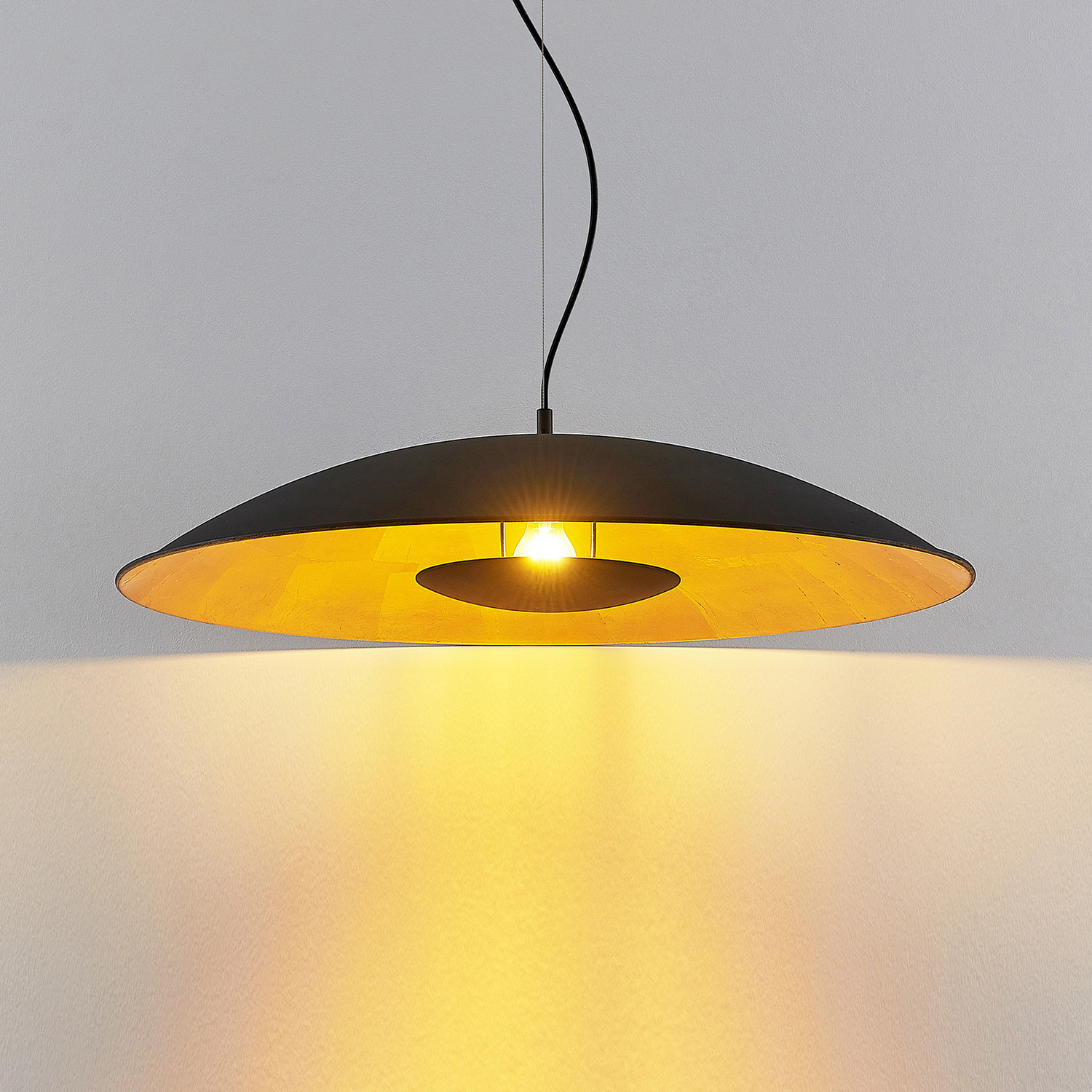 B-Ware Lindby Narisara Hängeleuchte Hängelampe Lampe 1 Flammig E27 ø 80 Cm Schwarz Gold