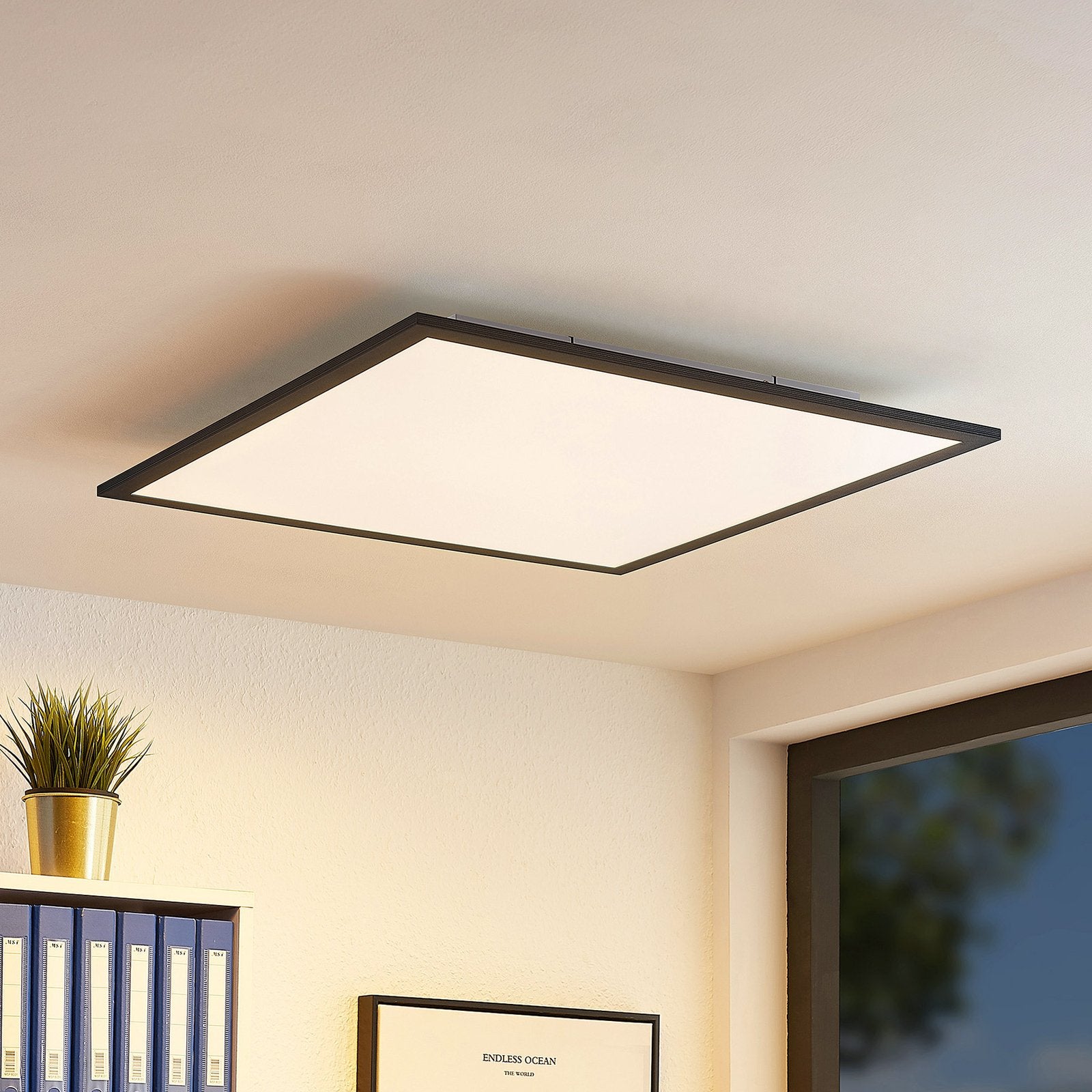 Lindby Deckenleuchte Deckenlampe LED Panel Schwarz Nelios Aluminium Kunststoff - 4251911739206