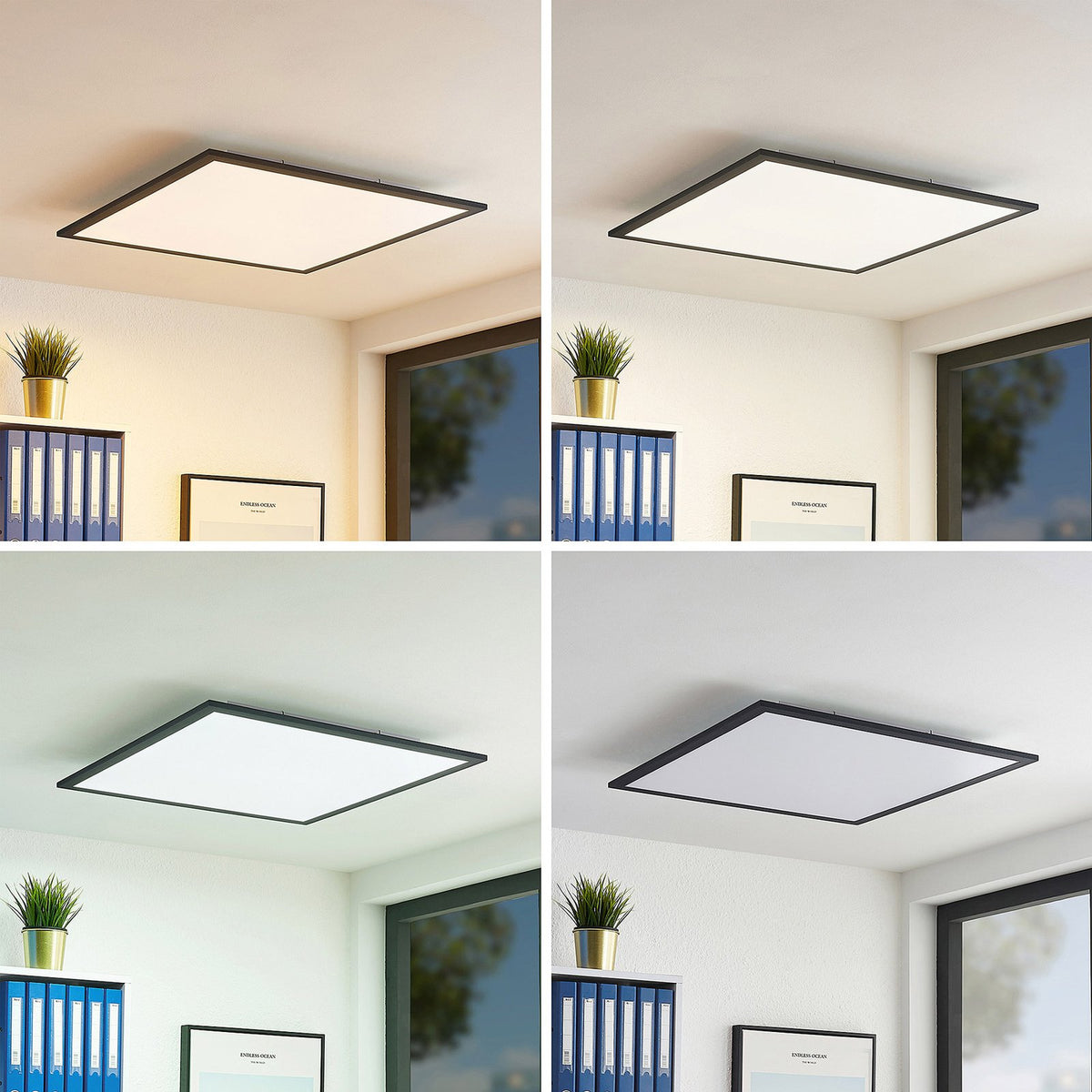 Lindby Deckenleuchte Deckenlampe LED Panel Schwarz Nelios Aluminium Kunststoff - 4251911739206