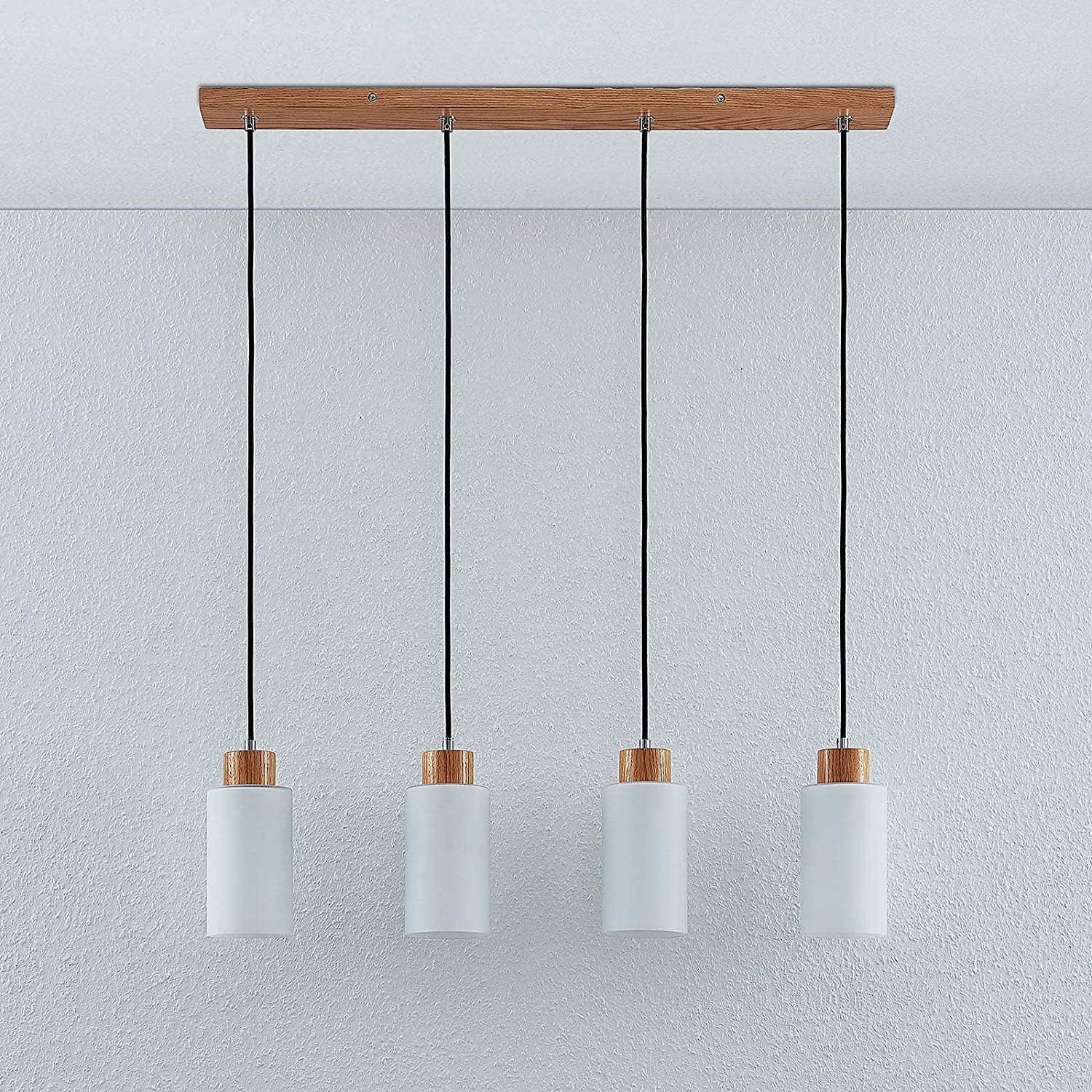 B-Ware Lindby Esstisch Pendelleuchte Hängeleuchte Hängeleuchte Lampe Holz Glas Stahl E2 - 4251096564099