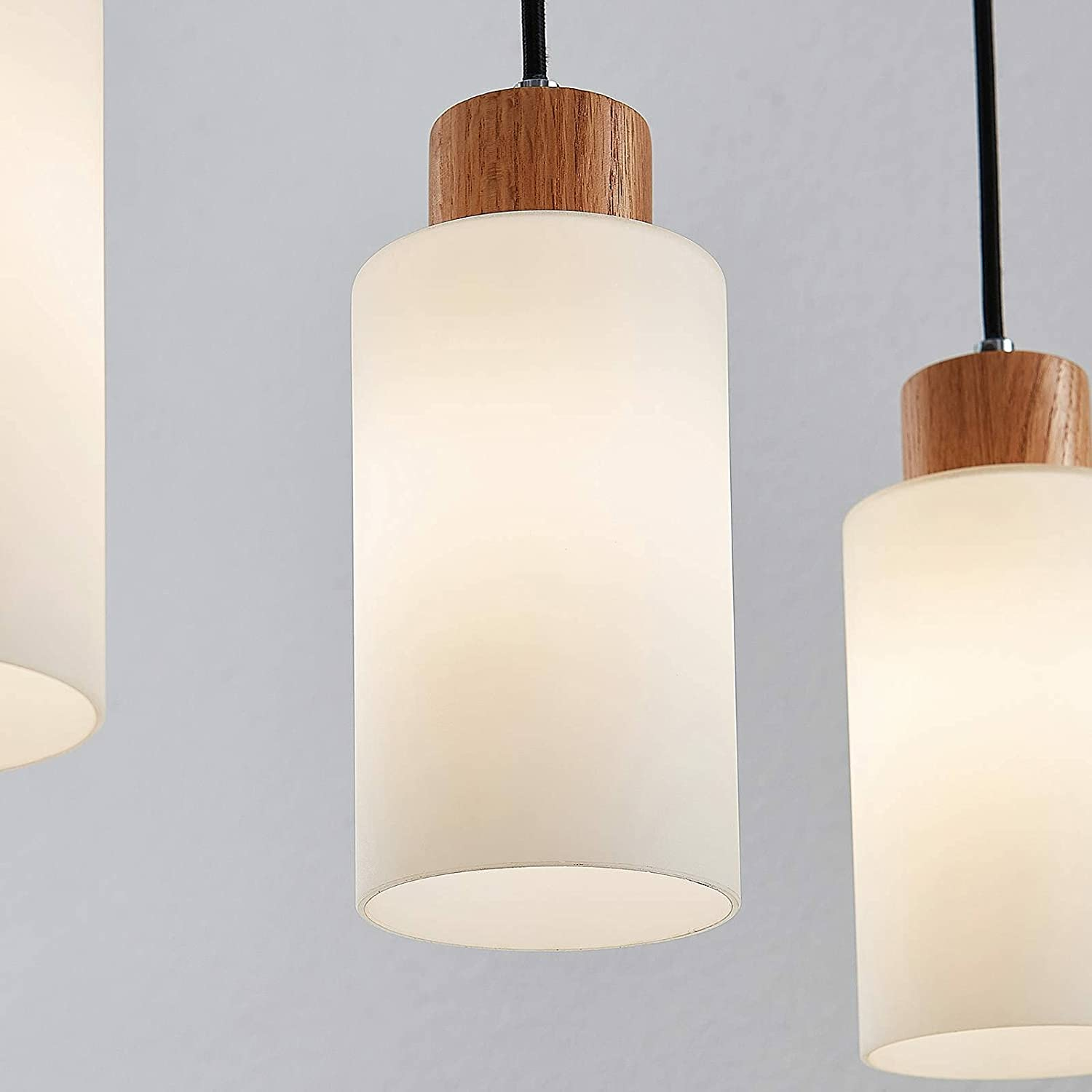 B-Ware Lindby Esstisch Pendelleuchte Hängeleuchte Hängeleuchte Lampe Holz Glas Stahl E2 - 4251096564099