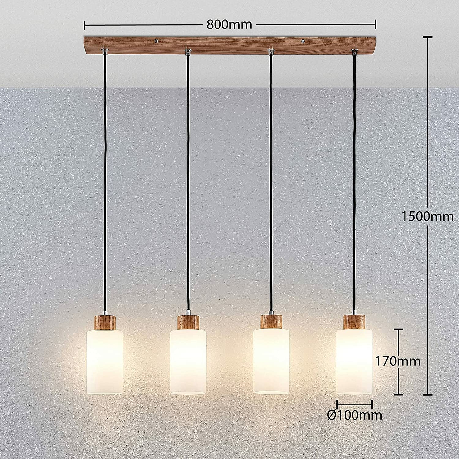 B-Ware Lindby Esstisch Pendelleuchte Hängeleuchte Hängeleuchte Lampe Holz Glas Stahl857 - 4251096564099