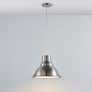 Suspension Lindby de qualité B, lampe suspendue Letty, plafonnier E27, nickel industriel