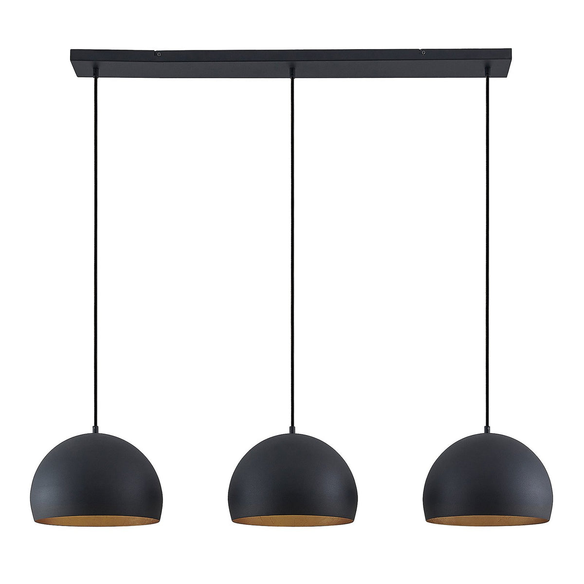 Lindby Pendelleuchte Hängeleuchte Tarjei LED Lampe 3-flammig schwarz-gold 120cm - 4251911703306