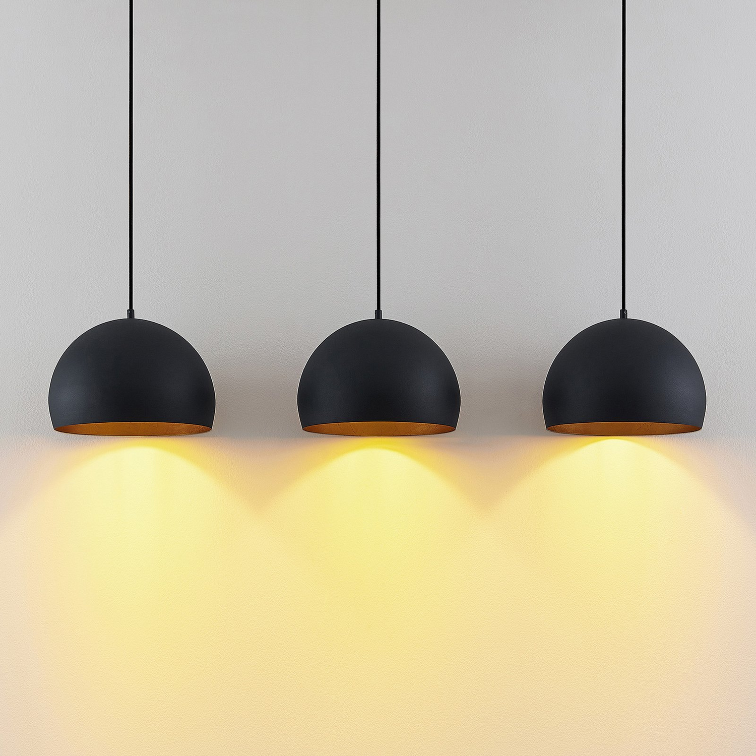 B-Ware Lindby Hängelampe Pendellampe Tarjei Schwarz Gold Metall Länge 120cm Esszimmer - 4251911703306