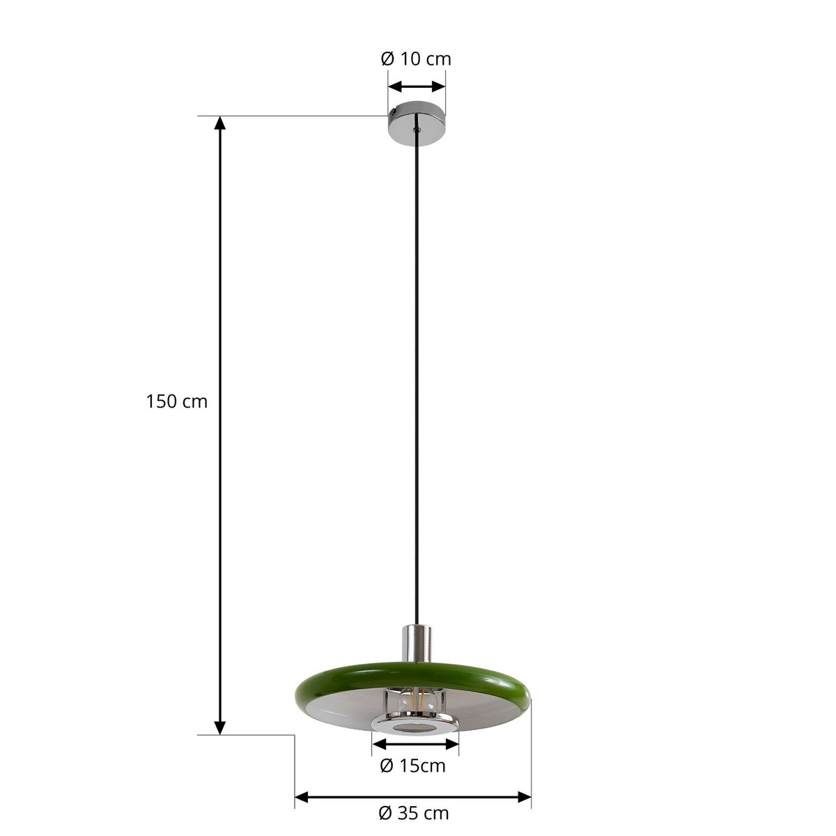 Lindby Pendelleuchte Branford Hängeleuchte Retro Lampe Ø 35 cm grün Metall E27 - 4255830903434