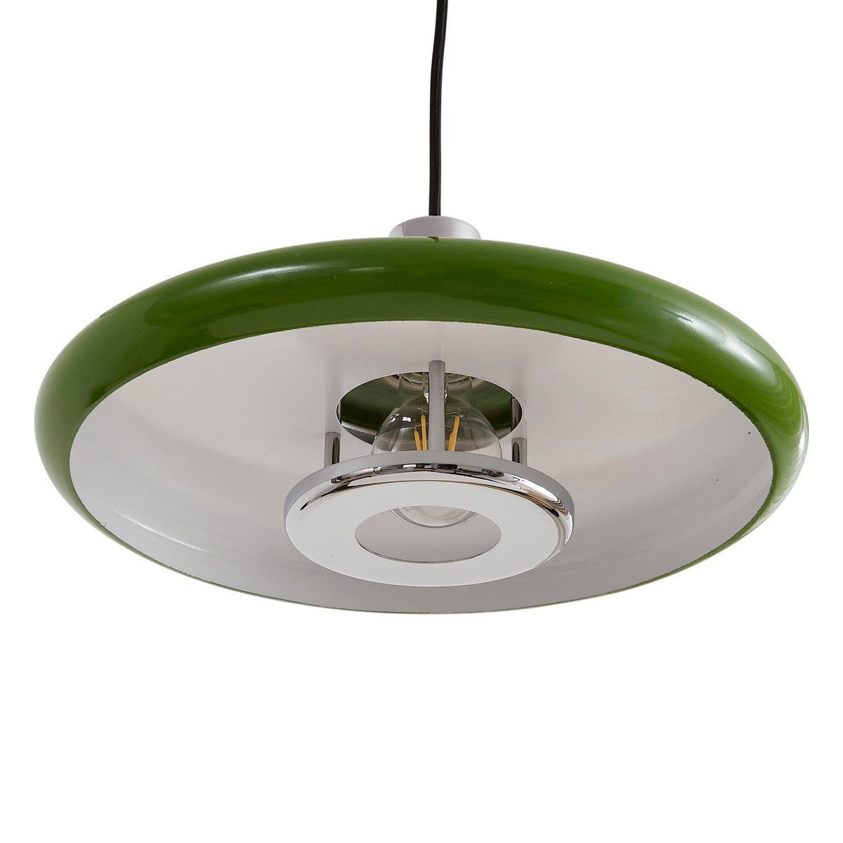 Lindby Pendelleuchte Branford Hängeleuchte Retro Lampe Ø 35 cm grün Metall E27 - 4255830903434