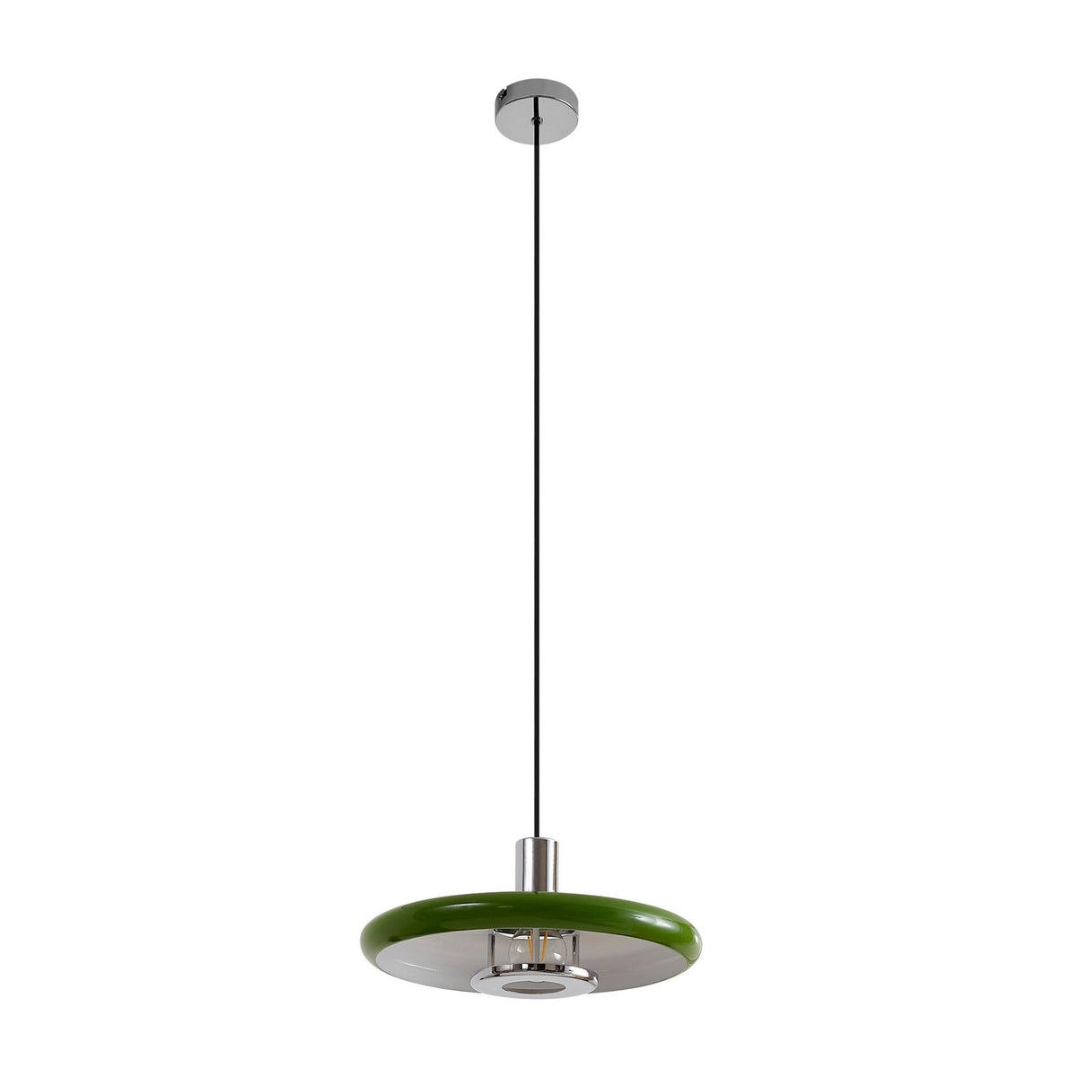 Lindby Pendelleuchte Branford Hängeleuchte Retro Lampe Ø 35 cm grün Metall E27 - 4255830903434