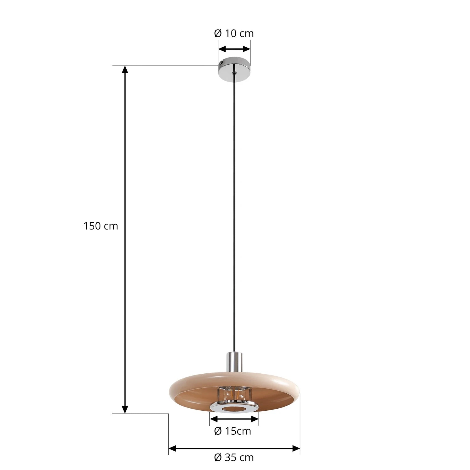 Lindby Pendelleuchte Hängelampe Lampe Retro LED E27 beige Metall 35 cm - 4255830903441