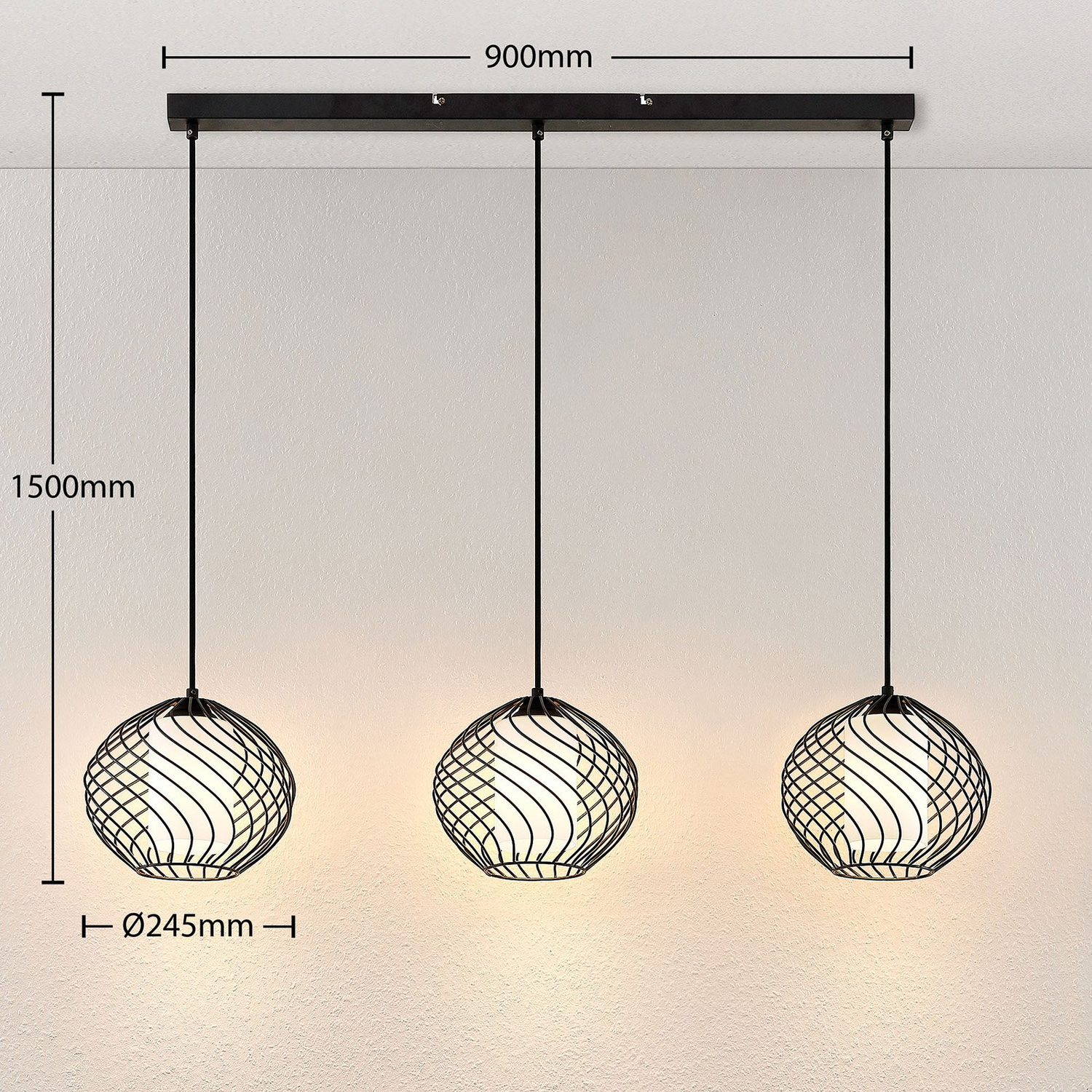Suspension Lindby Cedrice (produit de seconde main), 3 ampoules E27