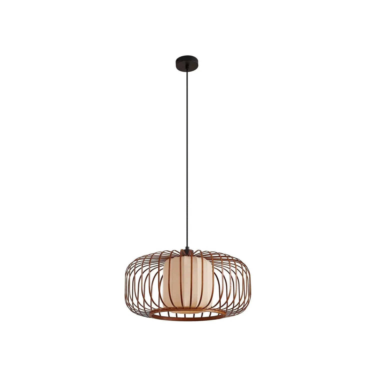 B-Ware Lindby Pendelleuchte Hängelampe Lampe Davella ø 50 Cm Bambus Textil - 4255830903465