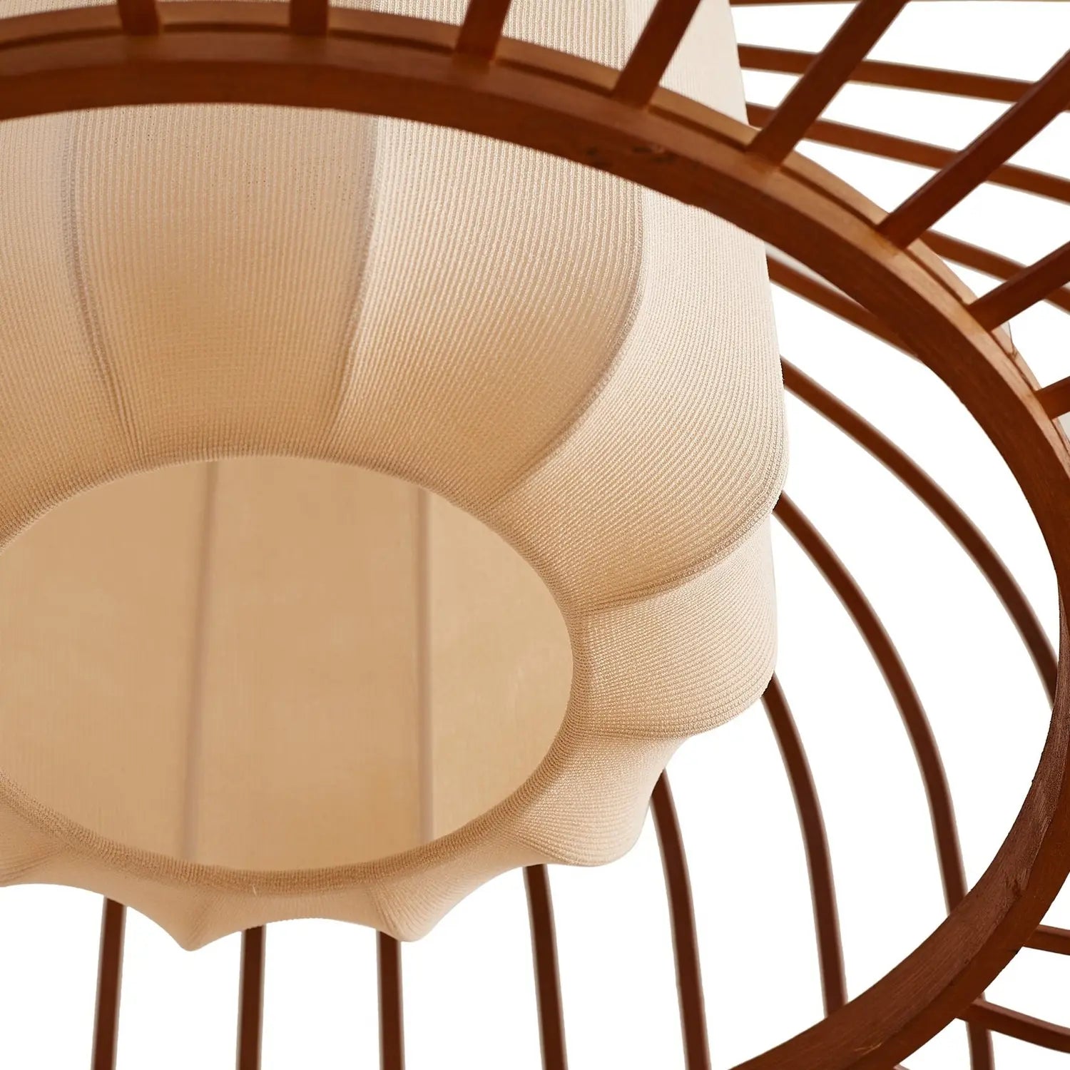 B-Ware Lindby Pendelleuchte Hängelampe Lampe Davella ø 50 Cm Bambus Textil - 4255830903465