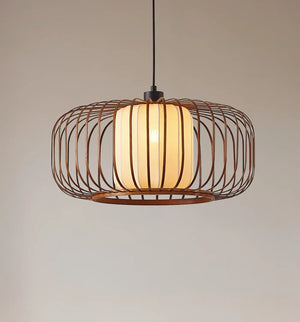 B-Ware Lindby Pendelleuchte Hängelampe Lampe Davella ø 50 Cm Bambus Textil