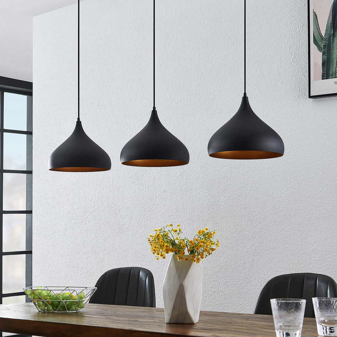 Lindby Elamira Pendelleuchte Hängelampe Deckenlampe Lampe 3 Flm E27 Schwarz Gold B-Ware - 4251911726633