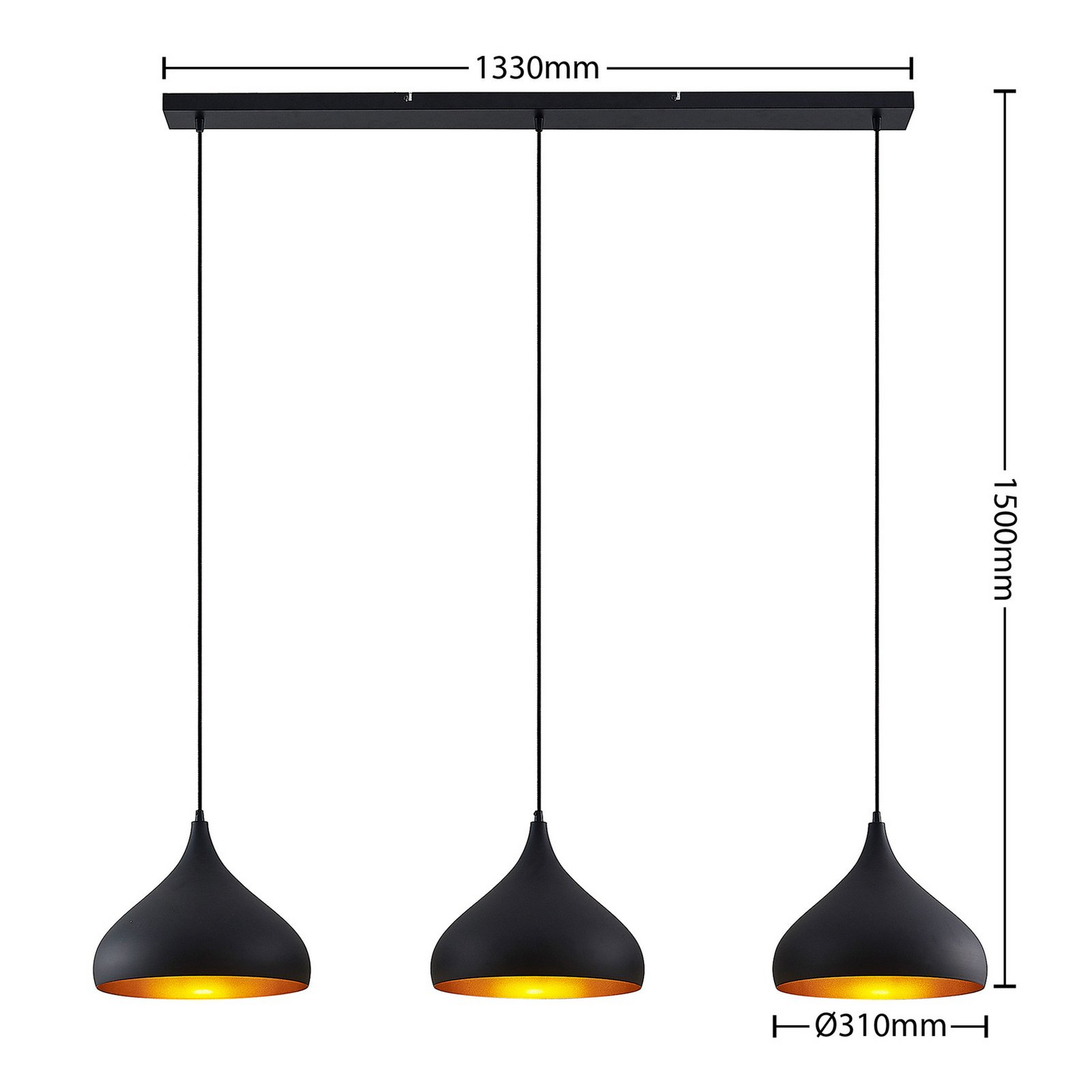 B-Ware Lindby Pendelleuchte Hängelampe Esstischleuchte Schwarz Metall 133cm 3flg53 - 4251911726633