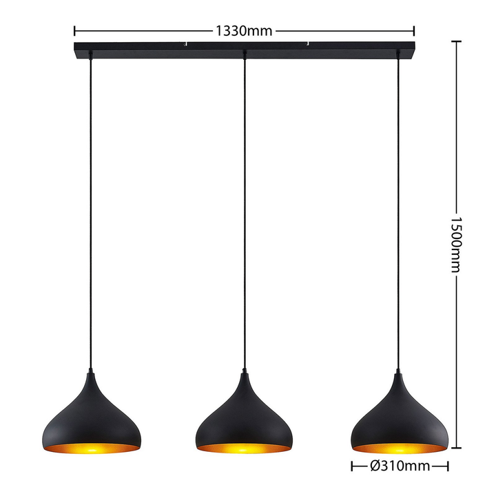 Lindby Elamira Pendelleuchte Hängelampe Deckenlampe Lampe 3 Flm E27 Schwarz Gold B-Ware - 4251911726633