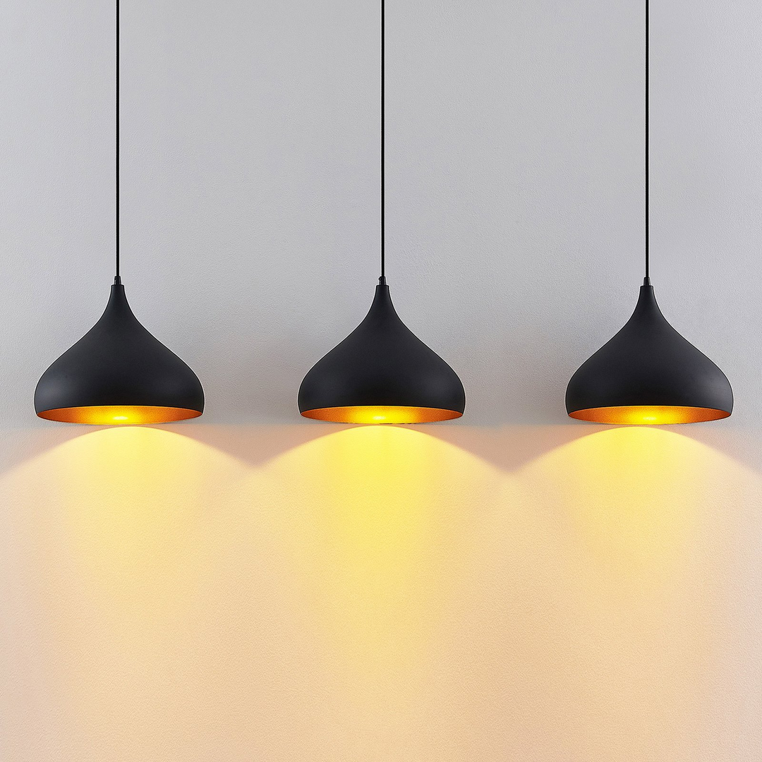 Lindby Elamira Pendelleuchte Hängelampe Deckenlampe Lampe 3 Flm E27 Schwarz Gold B-Ware - 4251911726633
