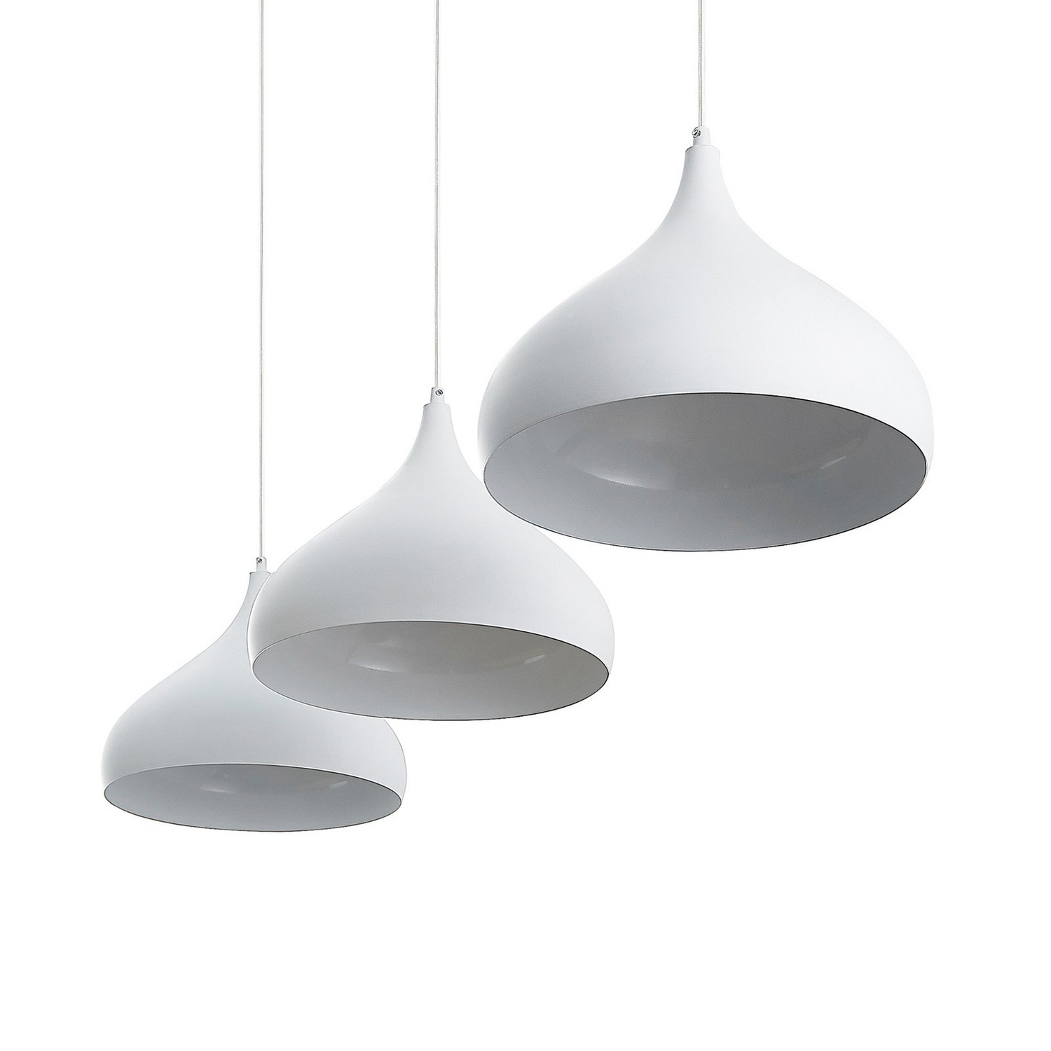 Suspension Lindby Elamira de qualité B, plafonnier, lampe suspendue, 3 ampoules, culot E27, blanc mat