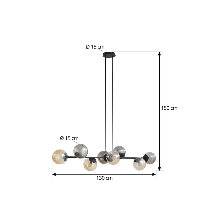 Lindby Pendelleuchte Isamer Leuchte 130cm Rauchgrau Amber Kugel Lampe Spot B-Ware - 4251911797756