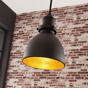 B-Ware Lindby Pendelleuchte Jasminka  Hängeleuchte Deckenlampe Schwarz Gold 1 Flammig