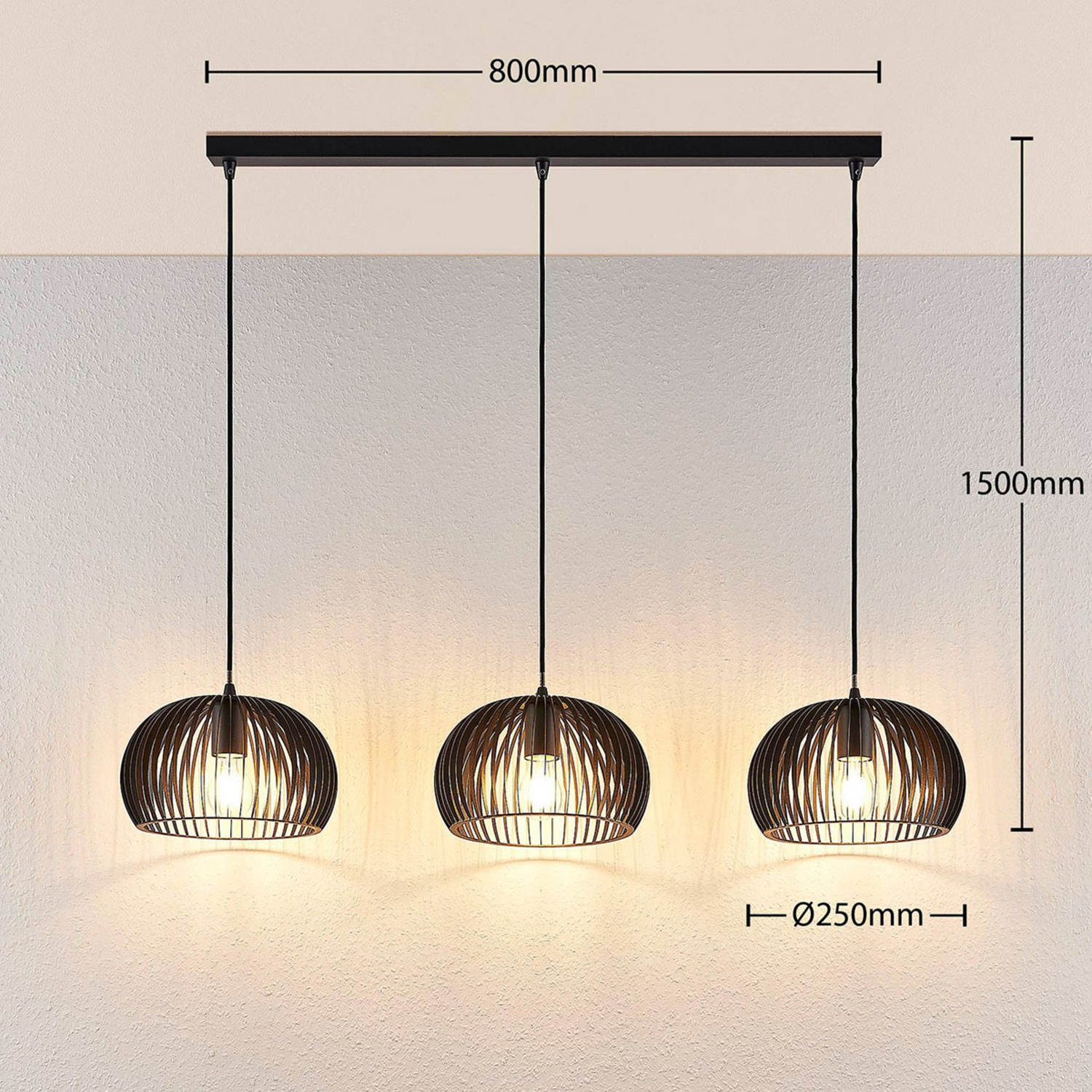 B-Ware Lindby Pendelleuchte Jusra Hängeleuchte Lampe Leuchte 3 Flg. E27 Metall Schwarz