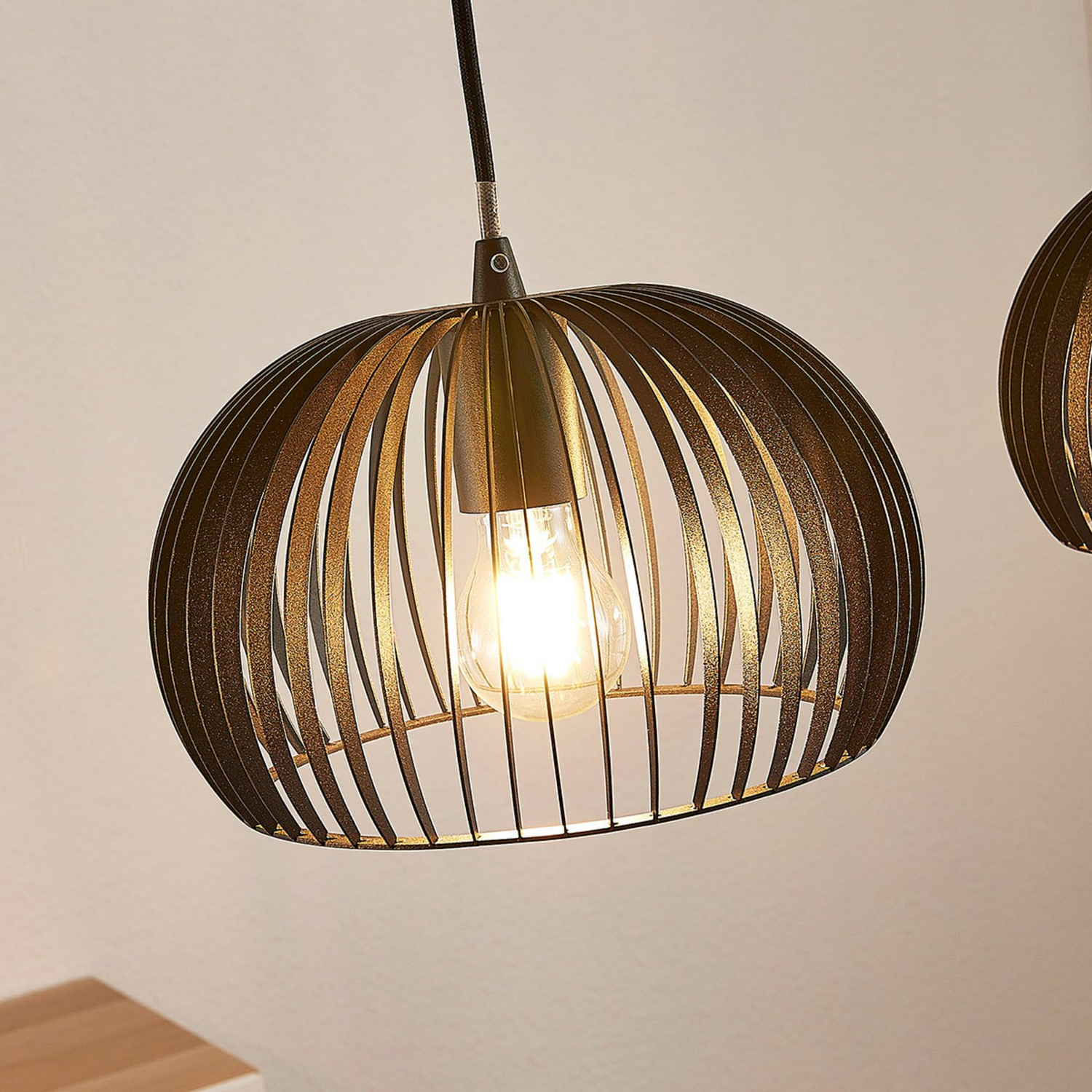 B-Ware Lindby Pendelleuchte Jusra Hängeleuchte Lampe Leuchte 3 Flg. E27 Metall Schwarz