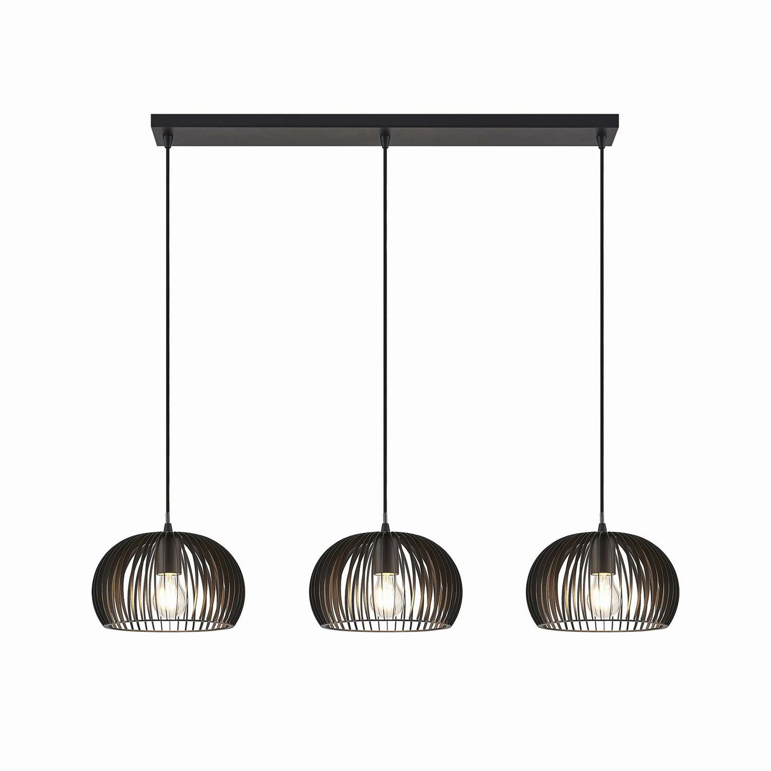 Suspension Lindby Jusra de qualité B, lampe suspendue, 3 lumières, culot E27, métal, noir