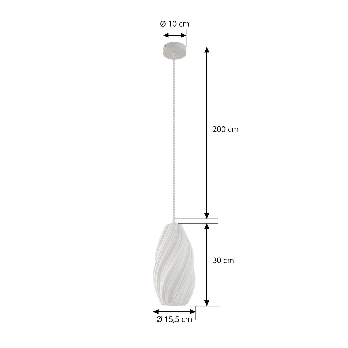 Lindby Pendelleuchte Hängelampe Nuvia weiß 3D Druck Lampenschirm 15 5 cm354 - 4255830901263