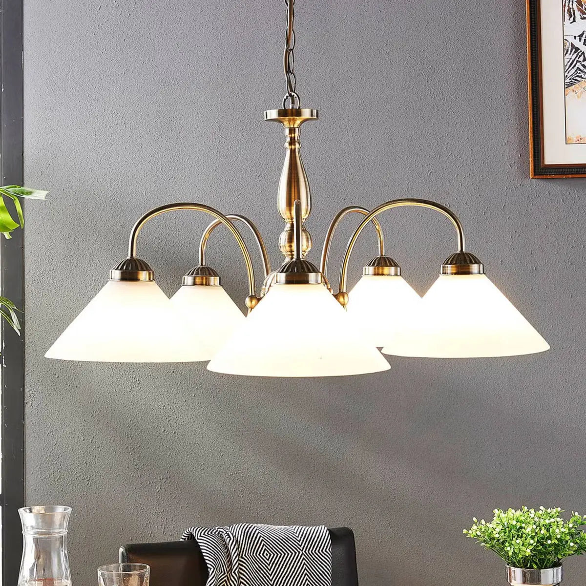 B-Ware Lindby Glas Pendelleuchte Otis 5 Flg Deckenlampe Hängeleuchte E27 Siehe Text - 4251096525076