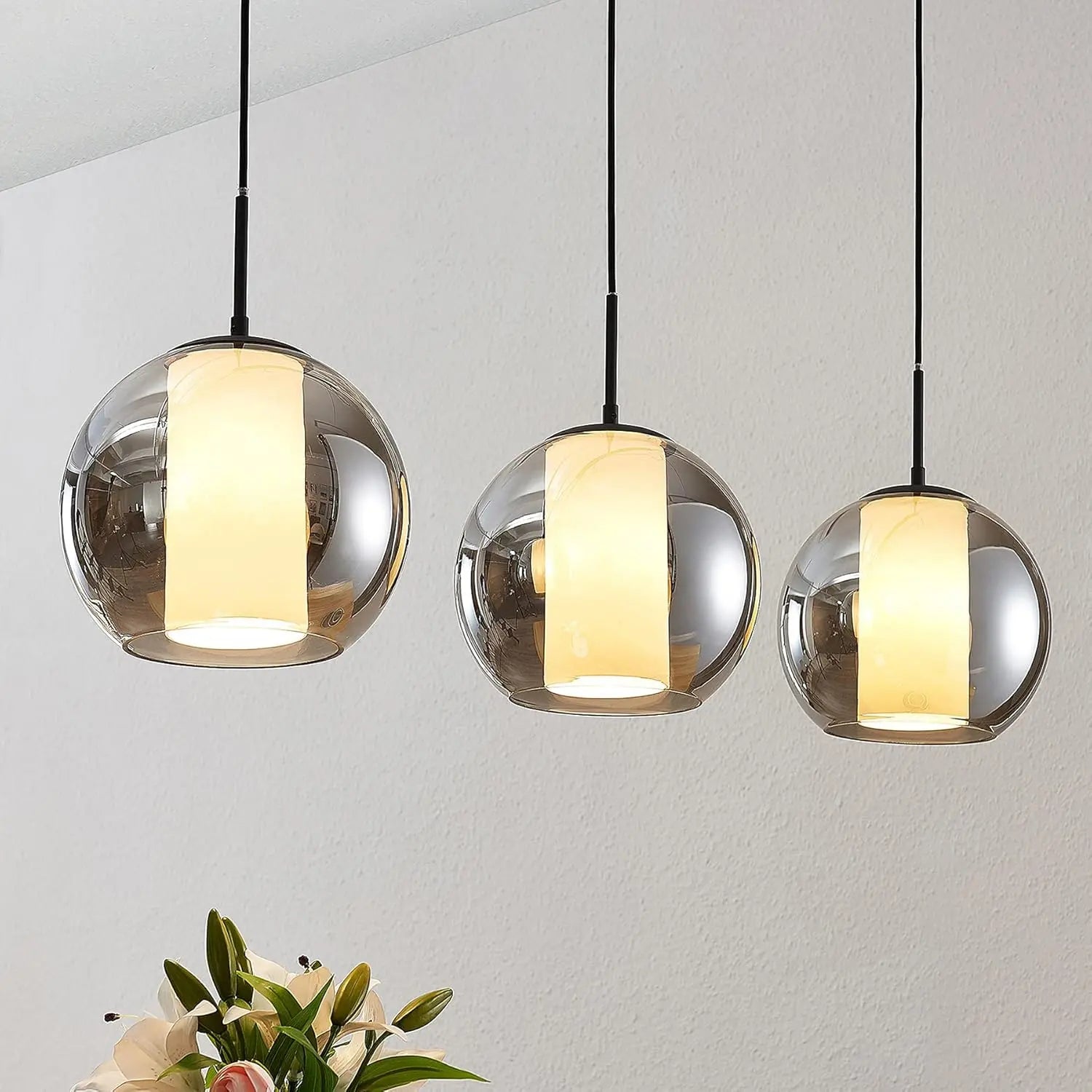 B-Ware Pendelleuchte Hängelampe Hängeleuchte Lindby Glas Wohnzimmer Esszimmer Alu - 4251096566536