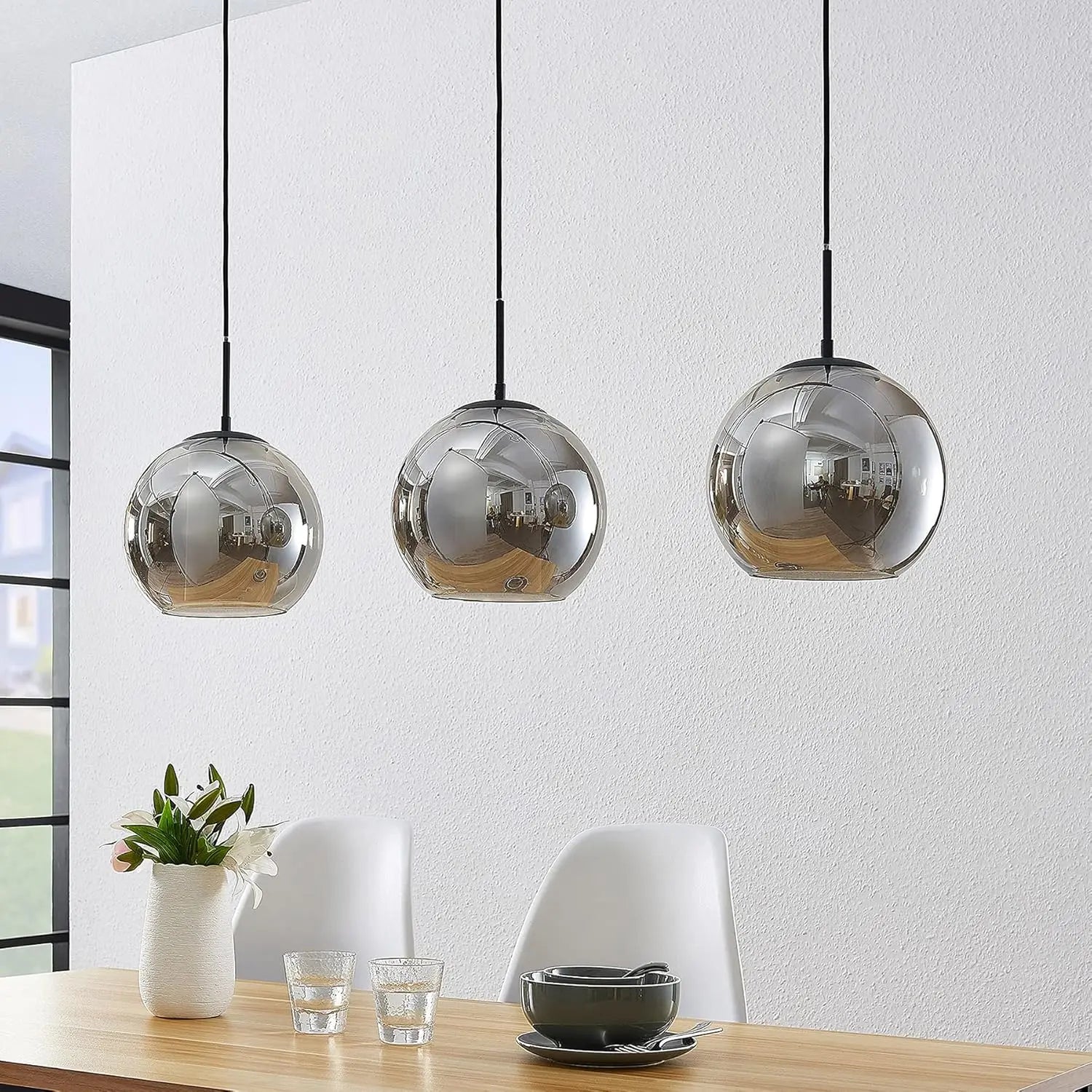 B-Ware Pendelleuchte Hängelampe Hängeleuchte Lindby Glas Wohnzimmer Esszimmer Alu - 4251096566536