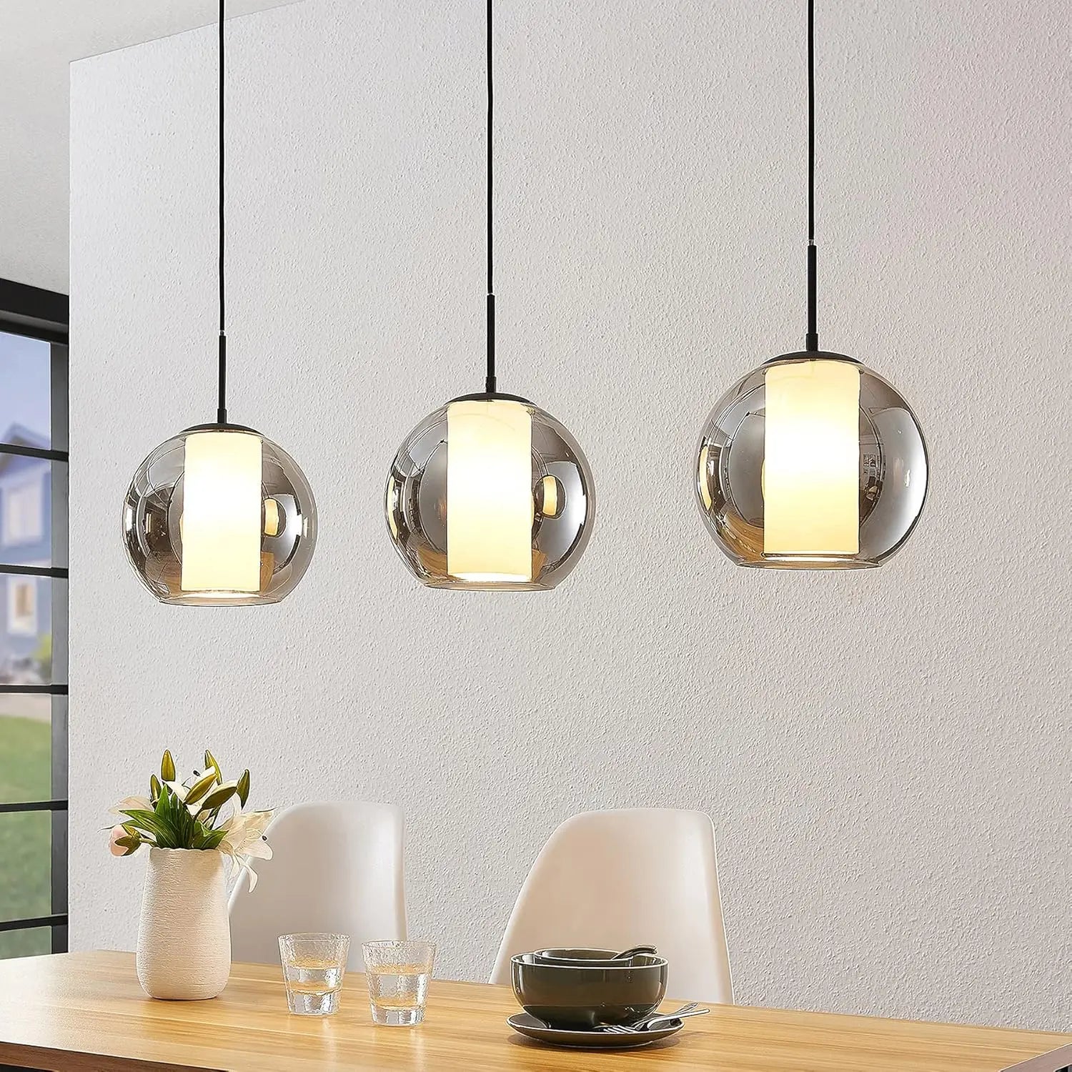 B-Ware Pendelleuchte Hängelampe Hängeleuchte Lindby Glas Wohnzimmer Esszimmer Alu - 4251096566536