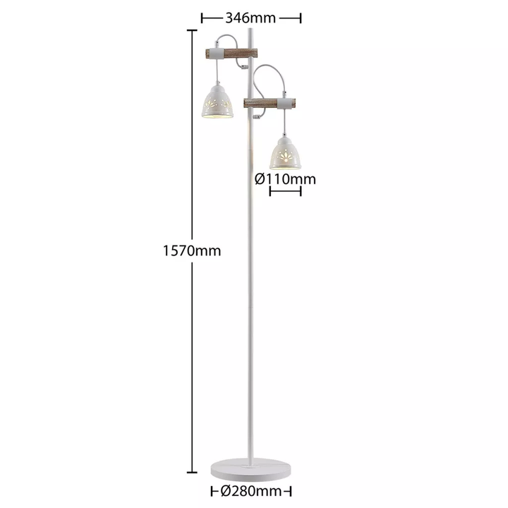 Lindby Pimana Stehlampe Stehleuchte Keramik Weiß Holz Wohnzimmerleuchte B-Ware - 4251911725926