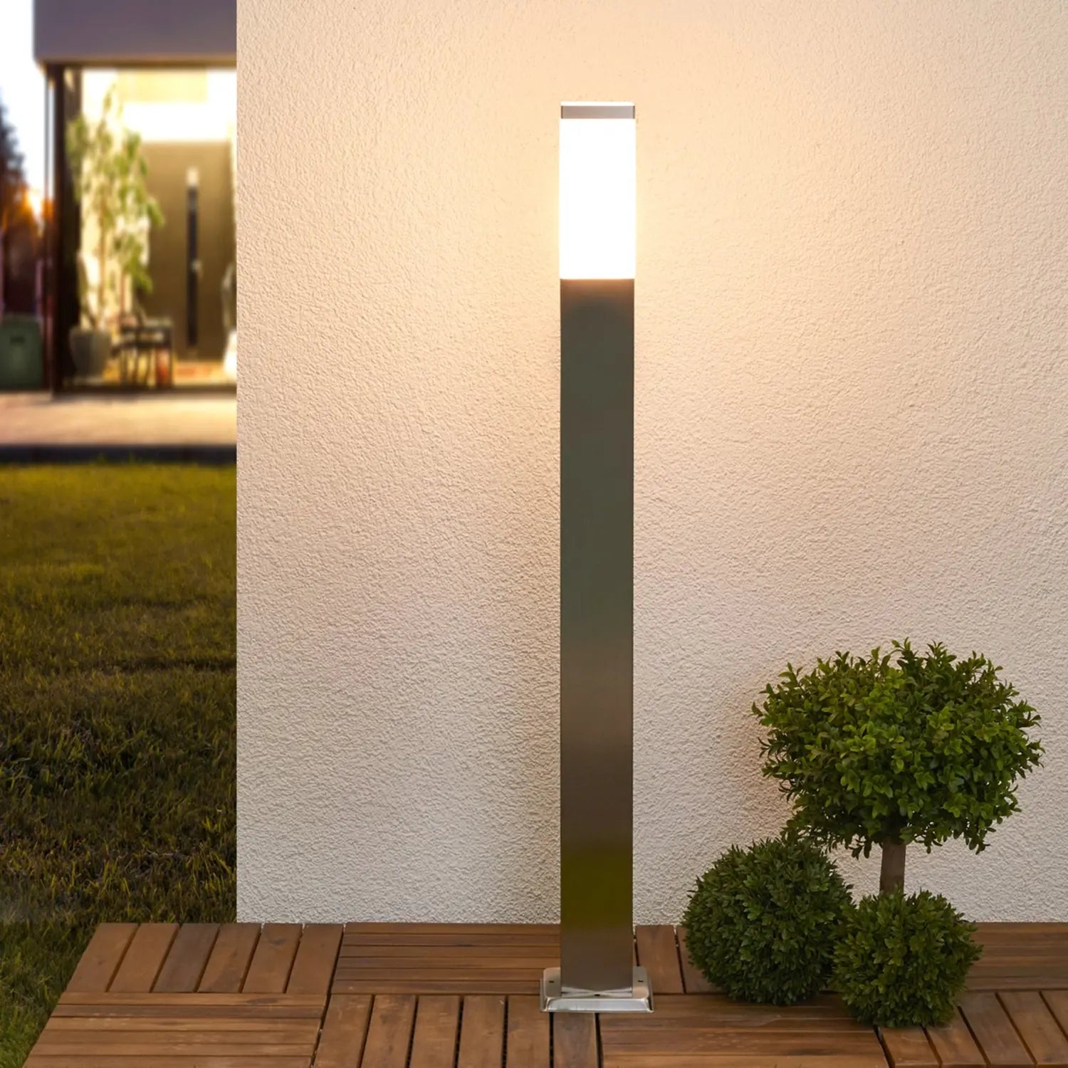 B-Ware Lindby Lorian Pollerleuchte Wegeleuchte Gartenleuchte Gartenlampe Edelstahl E27 - 4251096517934