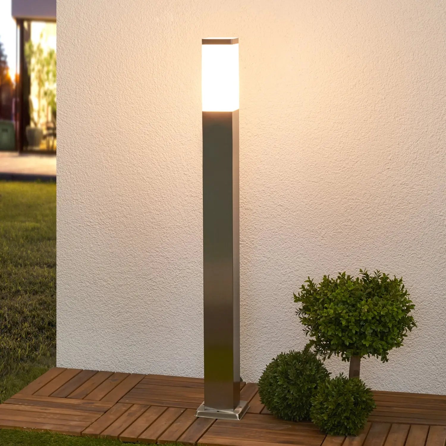 B-Ware Lindby Lorian Pollerleuchte Wegeleuchte Gartenleuchte Gartenlampe Edelstahl E27 - 4251096517934