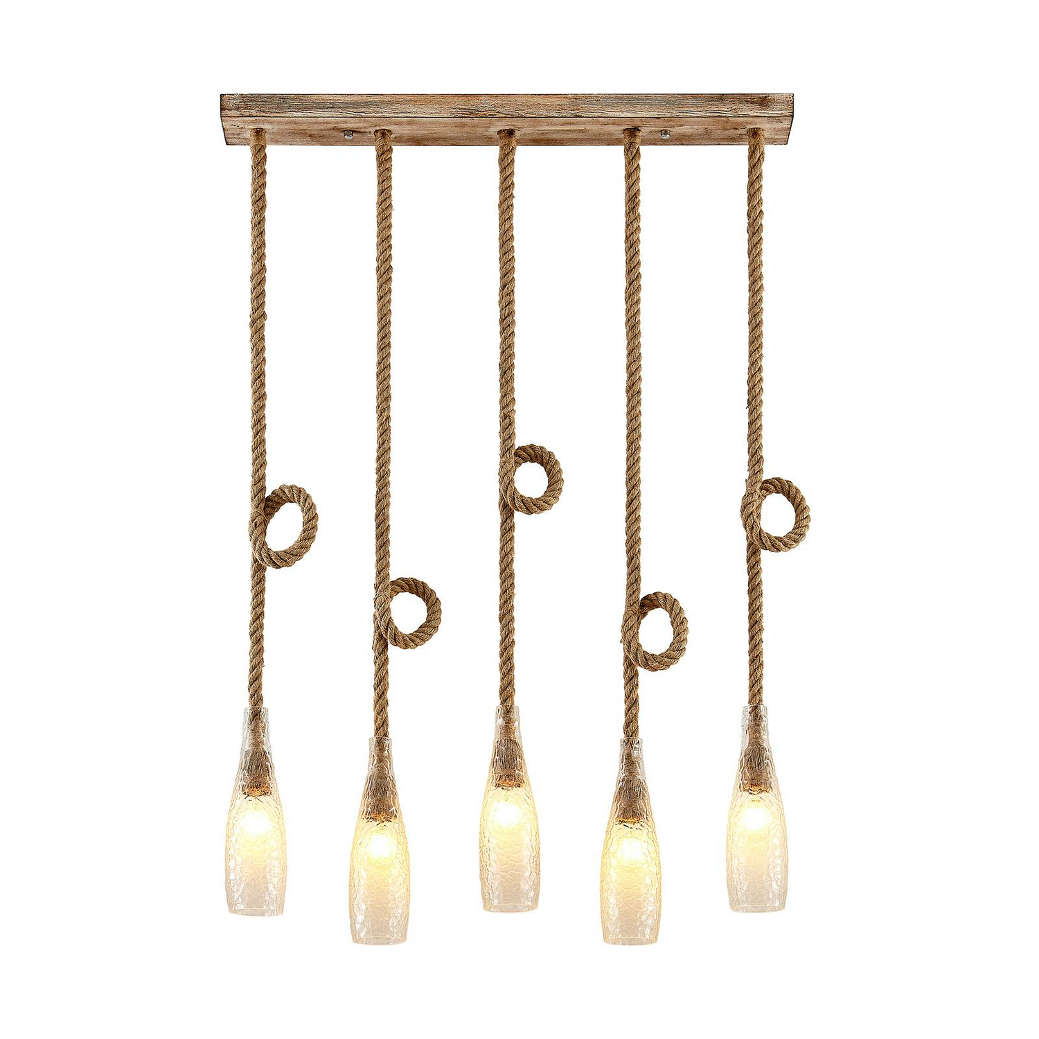 B-Ware Lindby Relia Hängeleuchte Hängeleuchte Lampe Glasschirm 5 Flammig E27 Holz Hell