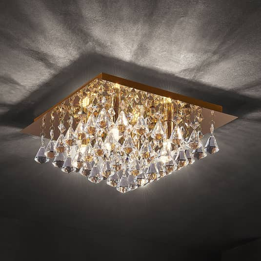 B-Ware Lindby Rimedia Kristall Deckenlampe Deckenlampe Lampe Leuchte 9 W G9 Gold 35cm - 4251096599299